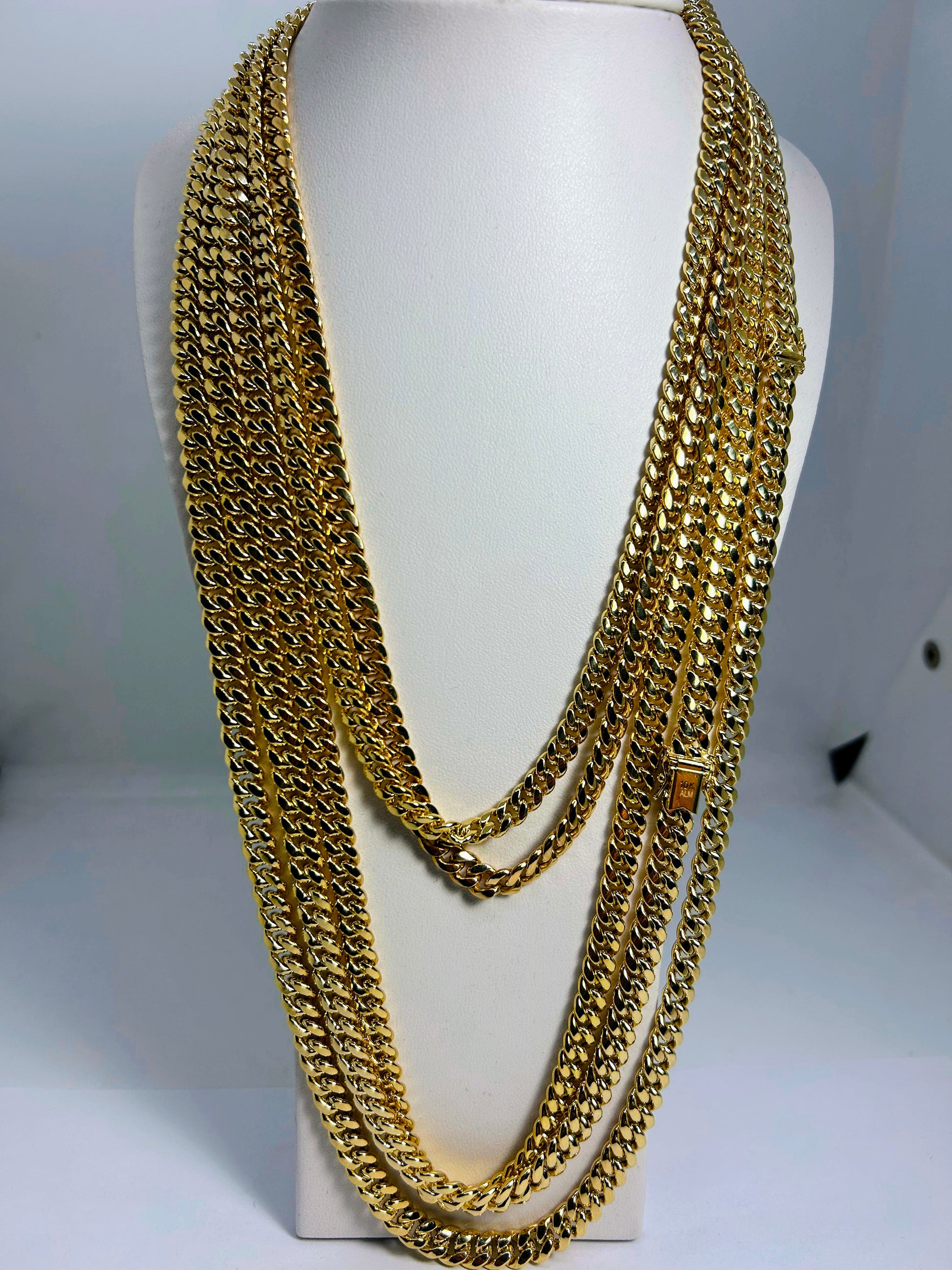 10k Gold Cuban chain 6mm, 6.5mm, 7.5m from 16 inch to 28 inch