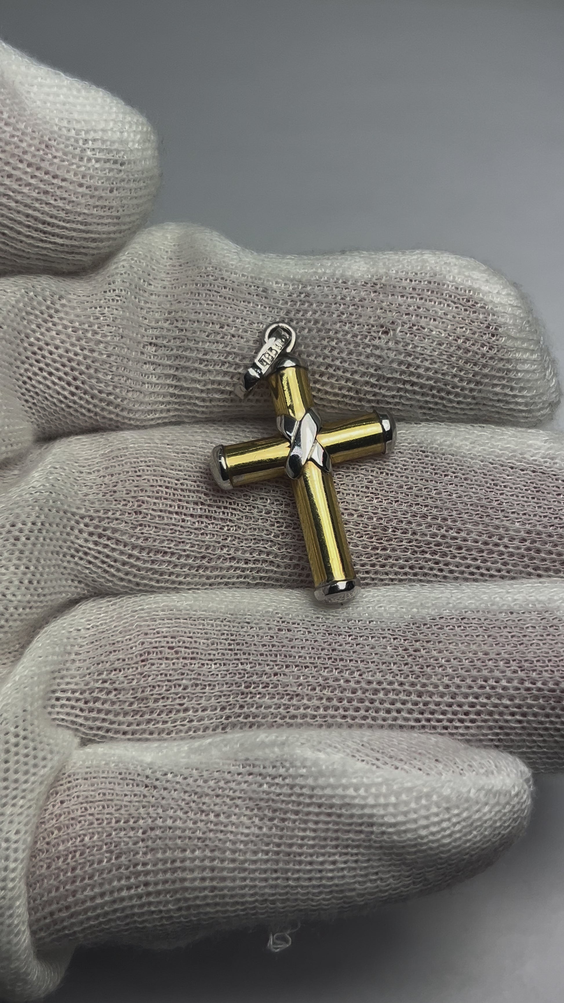 10k 2 tone cross pendant
