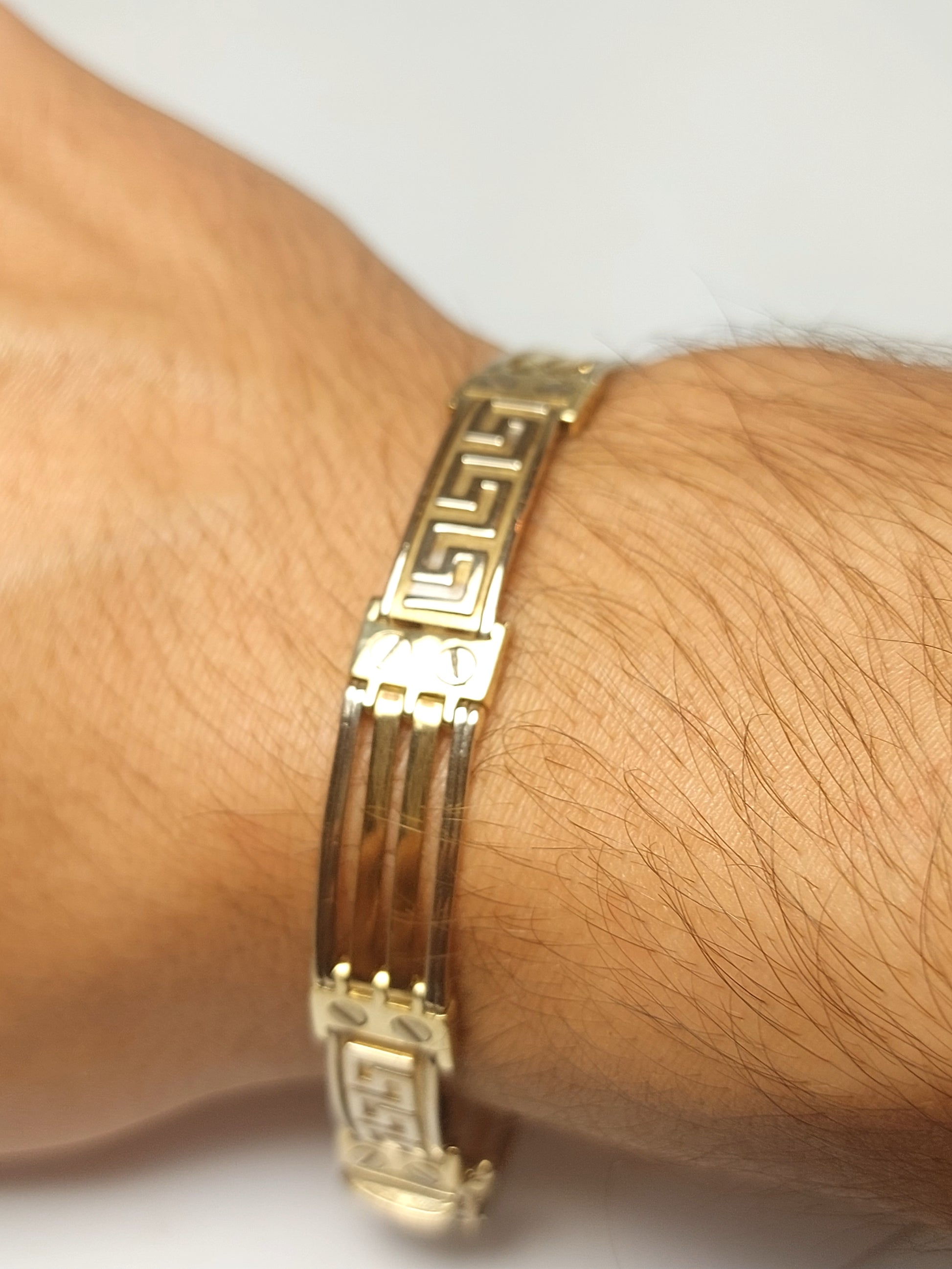 10k Gold Men's solid Handmade Meander bracelet