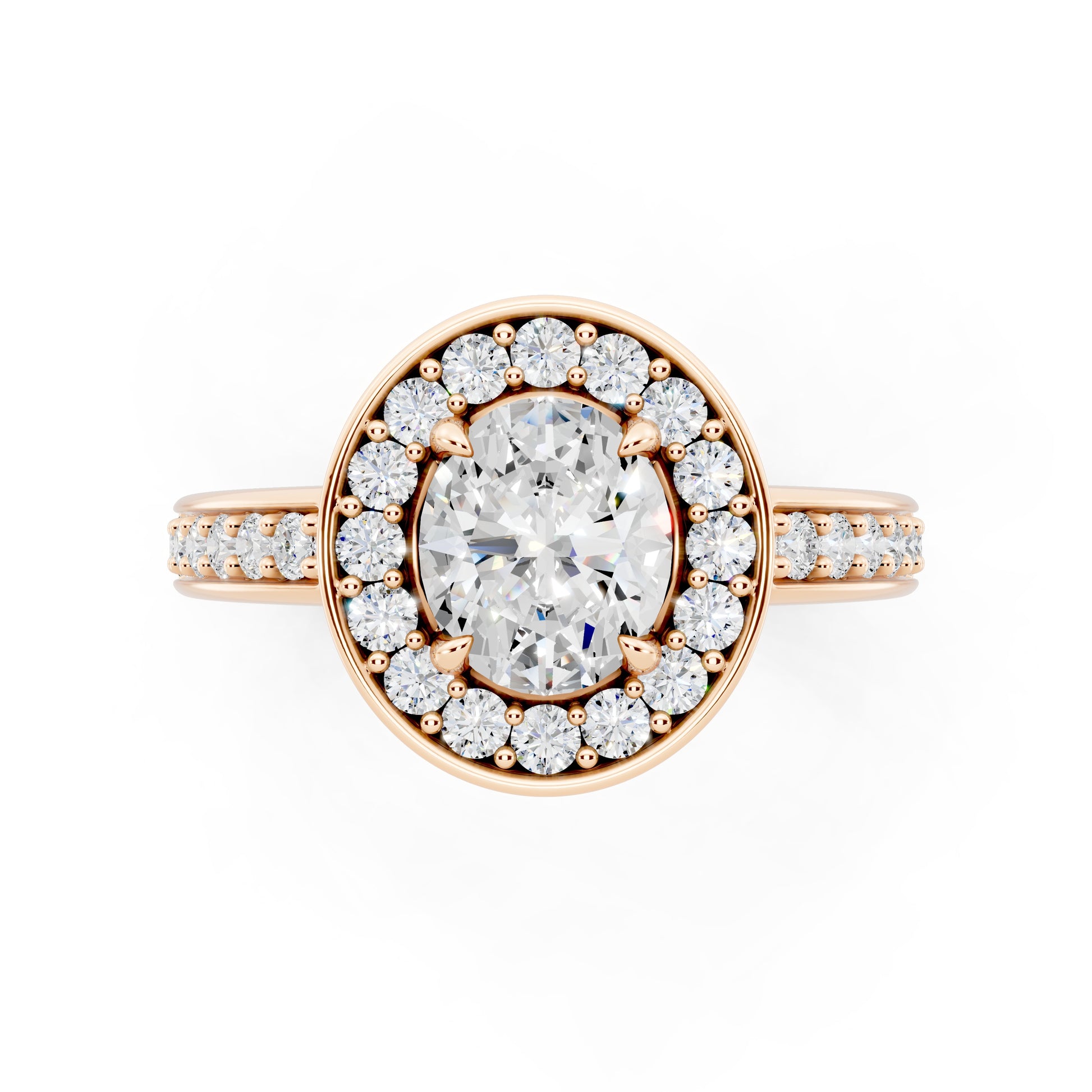 Customizable 0.55ct center Lab Diamond Oval cut Halo Paved Engagement Ring