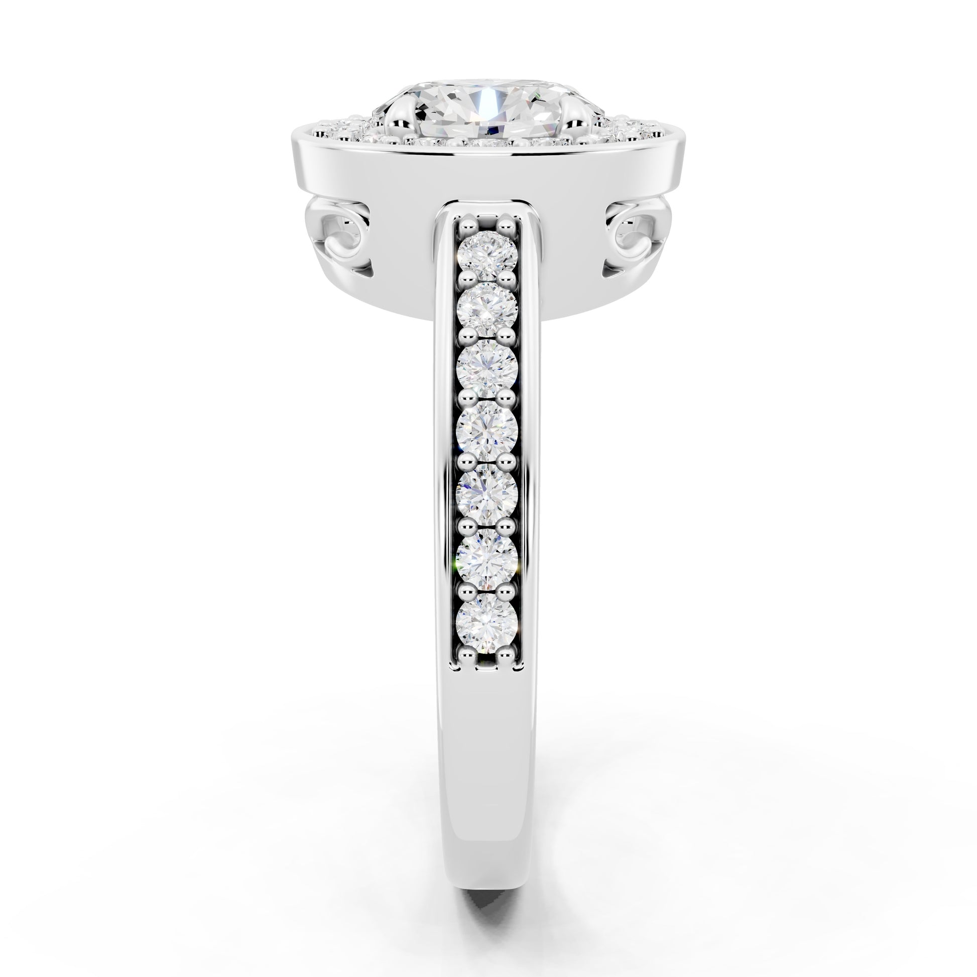 Customizable 0.55ct center Lab Diamond Oval cut Halo Paved Engagement Ring