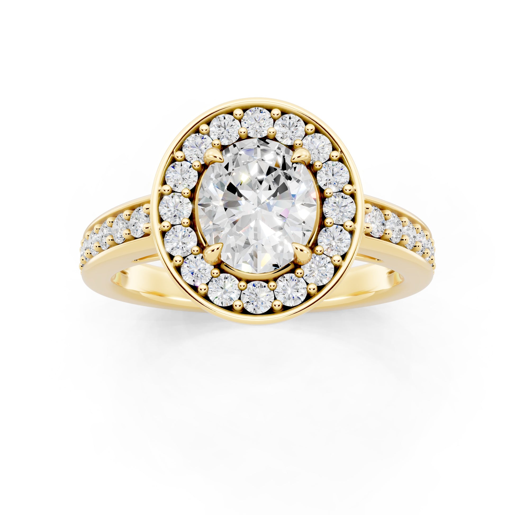 Customizable 0.55ct center Lab Diamond Oval cut Halo Paved Engagement Ring