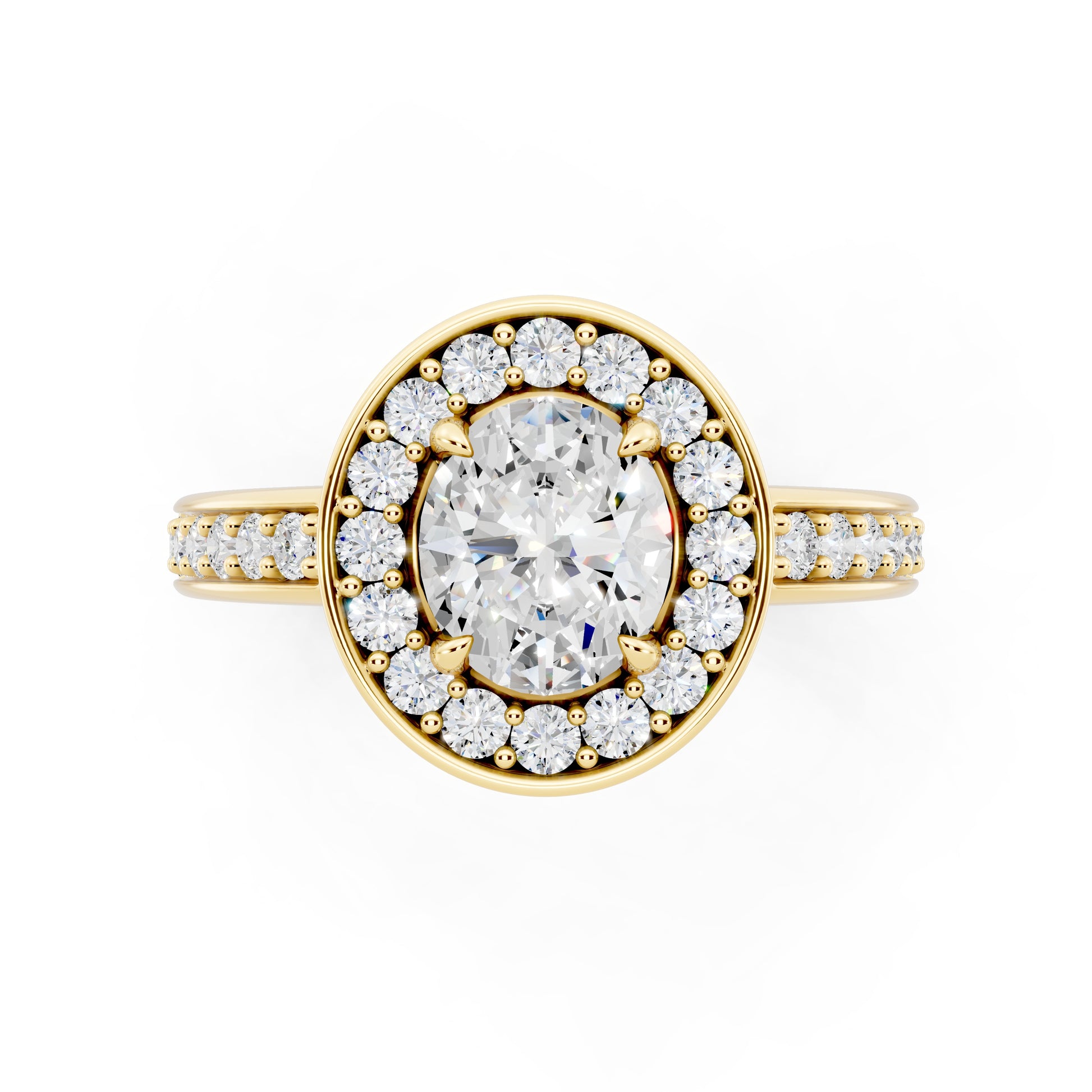 Customizable 0.55ct center Lab Diamond Oval cut Halo Paved Engagement Ring