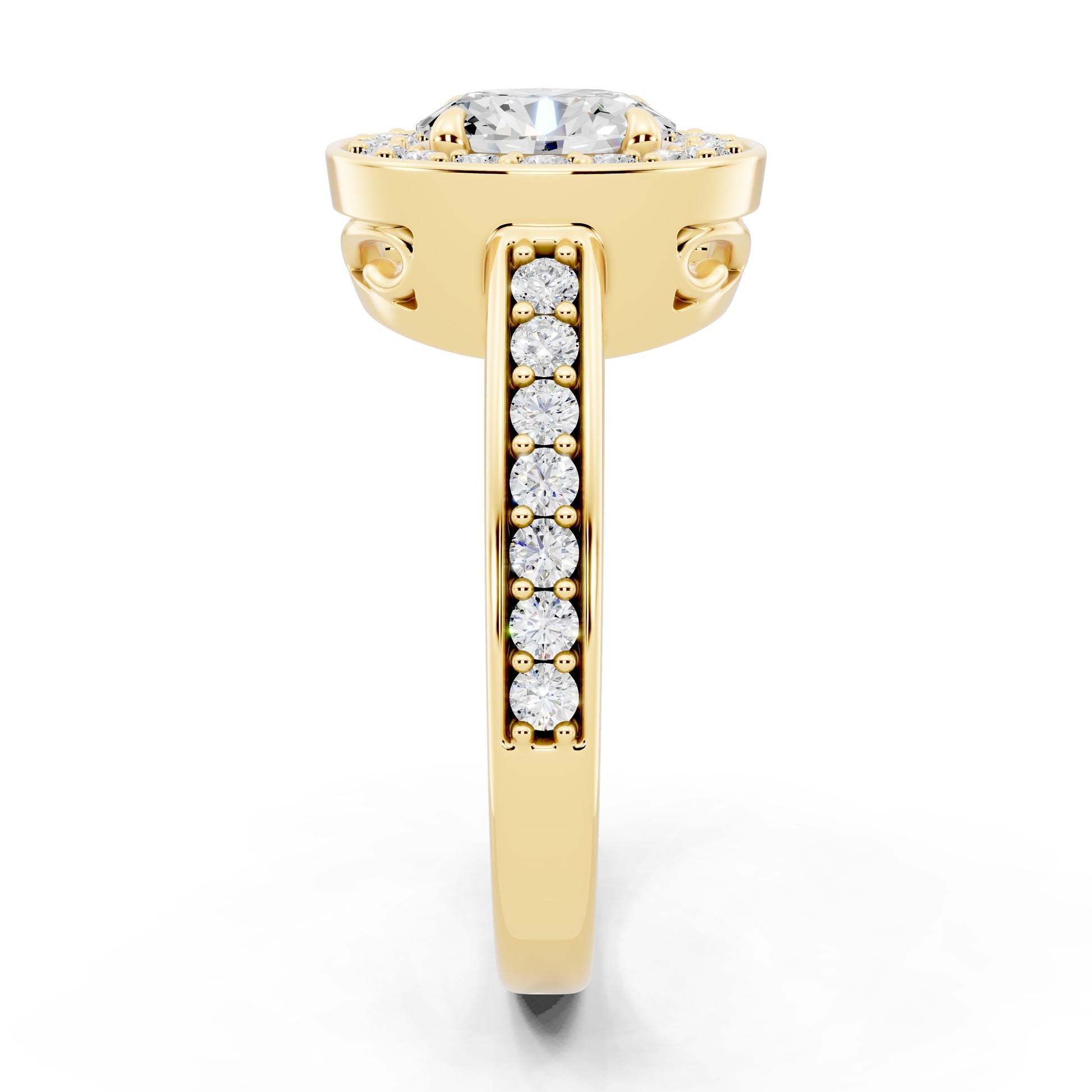 Customizable 0.55ct center Lab Diamond Oval cut Halo Paved Engagement Ring