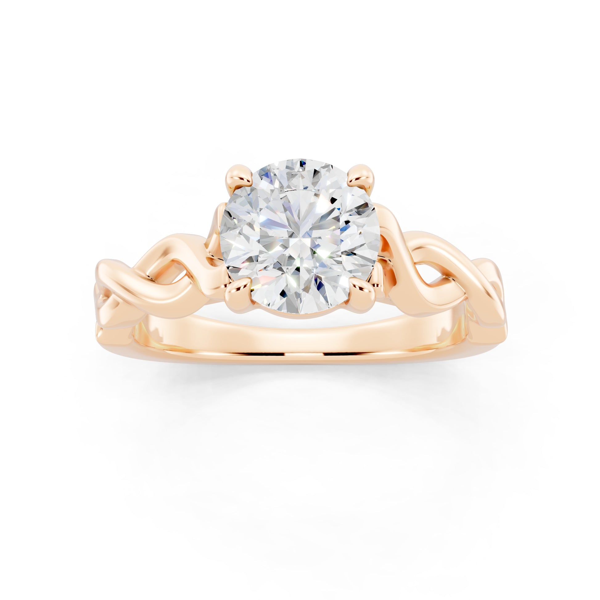 Customizable 0.85ct Center Round cut infinity sides Lab Diamond Engagement Ring