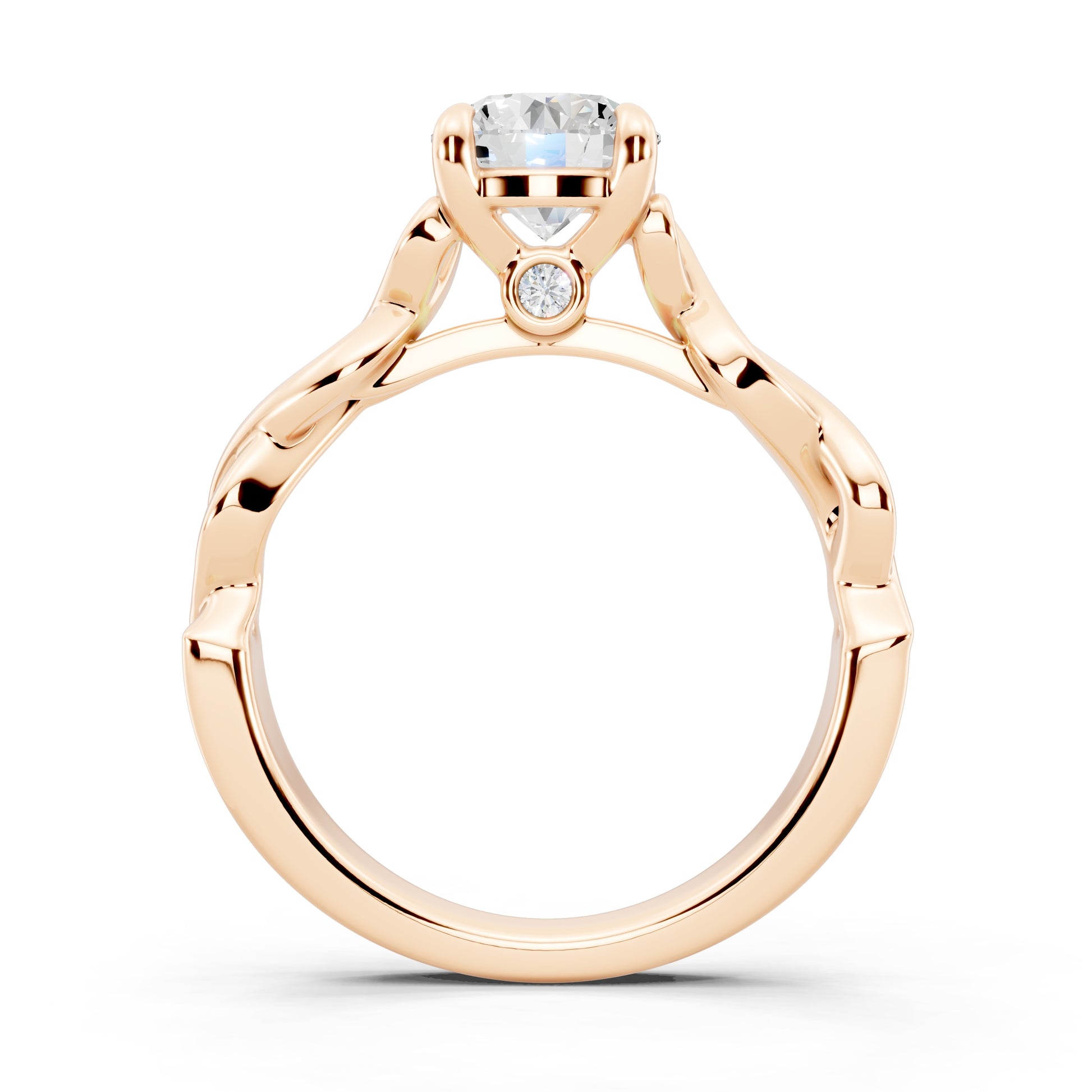 Customizable 0.85ct Center Round cut infinity sides Lab Diamond Engagement Ring