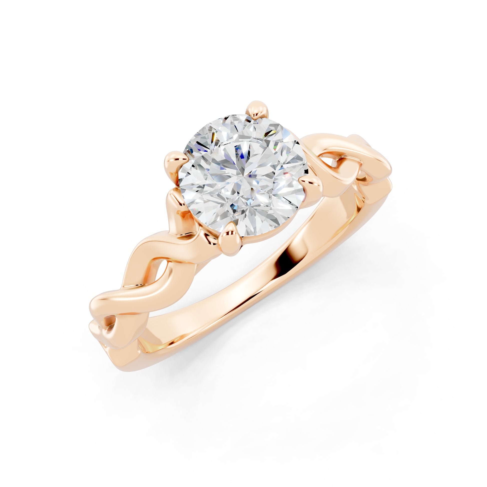 Customizable 0.85ct Center Round cut infinity sides Lab Diamond Engagement Ring