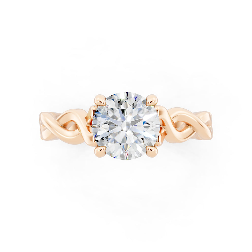 Customizable 0.85ct Center Round cut infinity sides Lab Diamond Engagement Ring