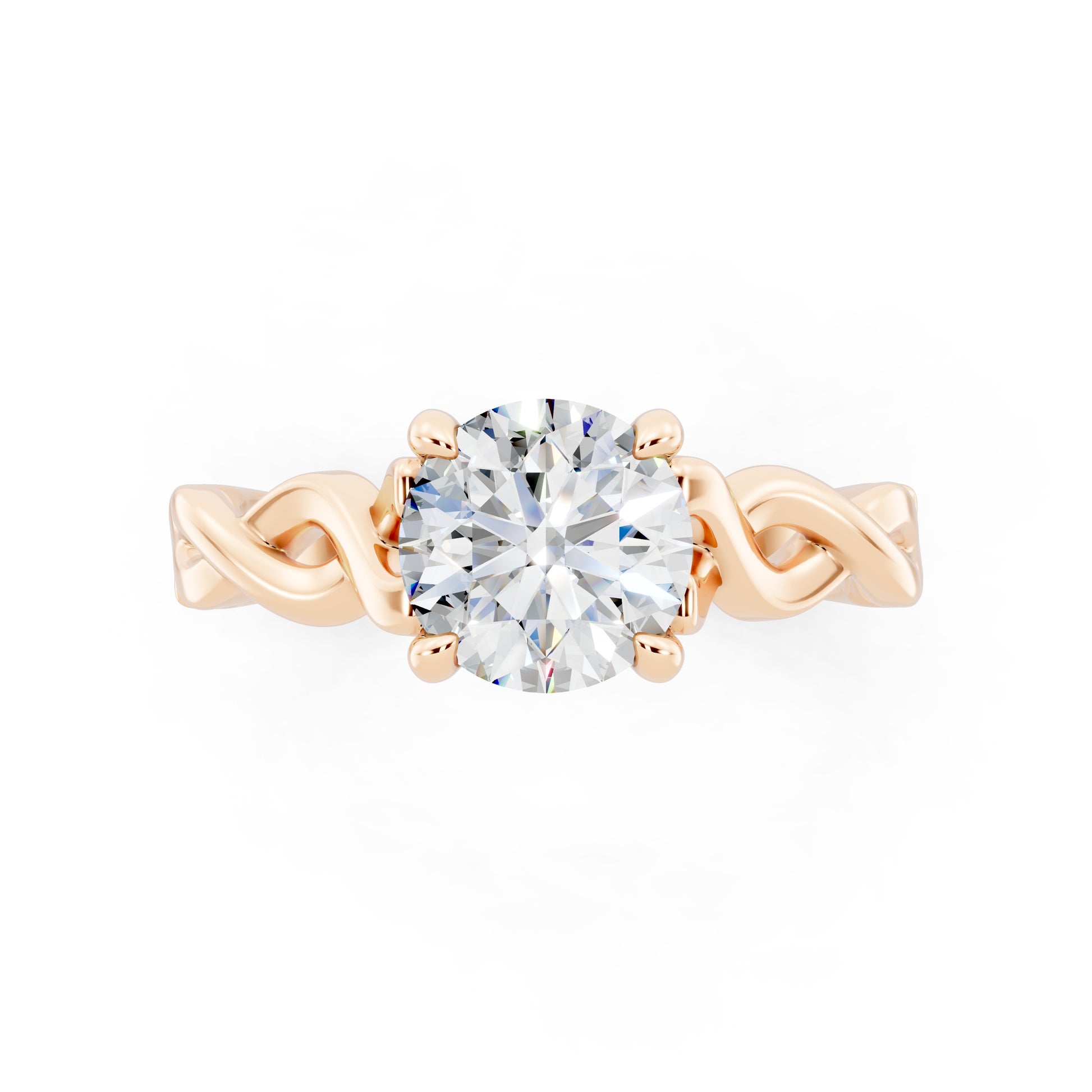 Customizable 0.85ct Center Round cut infinity sides Lab Diamond Engagement Ring