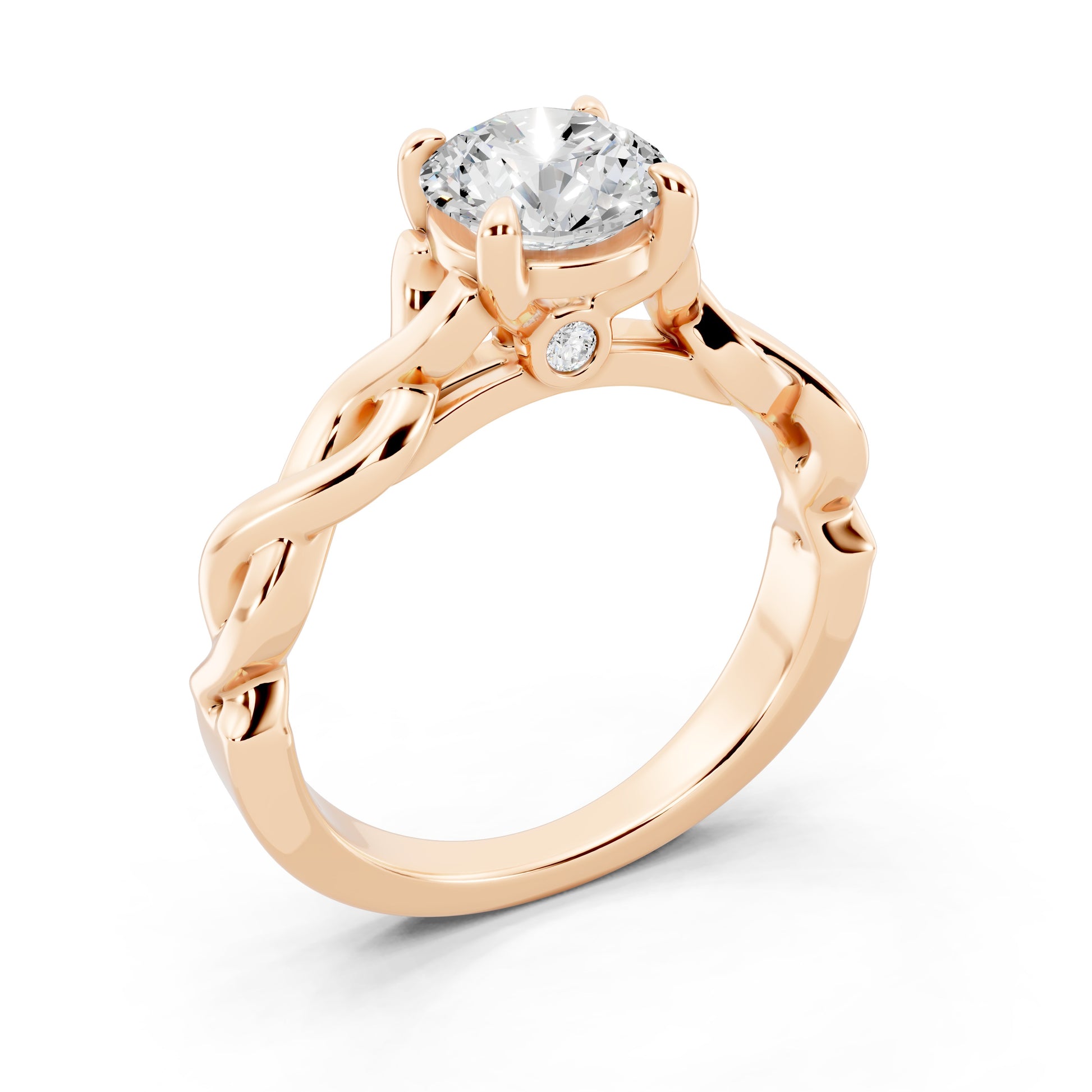 Customizable 0.85ct Center Round cut infinity sides Lab Diamond Engagement Ring