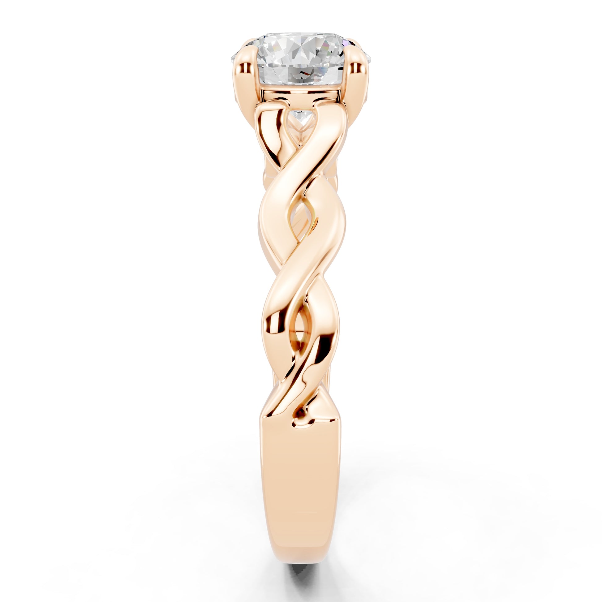 Customizable 0.85ct Center Round cut infinity sides Lab Diamond Engagement Ring