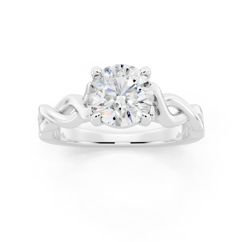 Customizable 0.85ct Center Round cut infinity sides Lab Diamond Engagement Ring