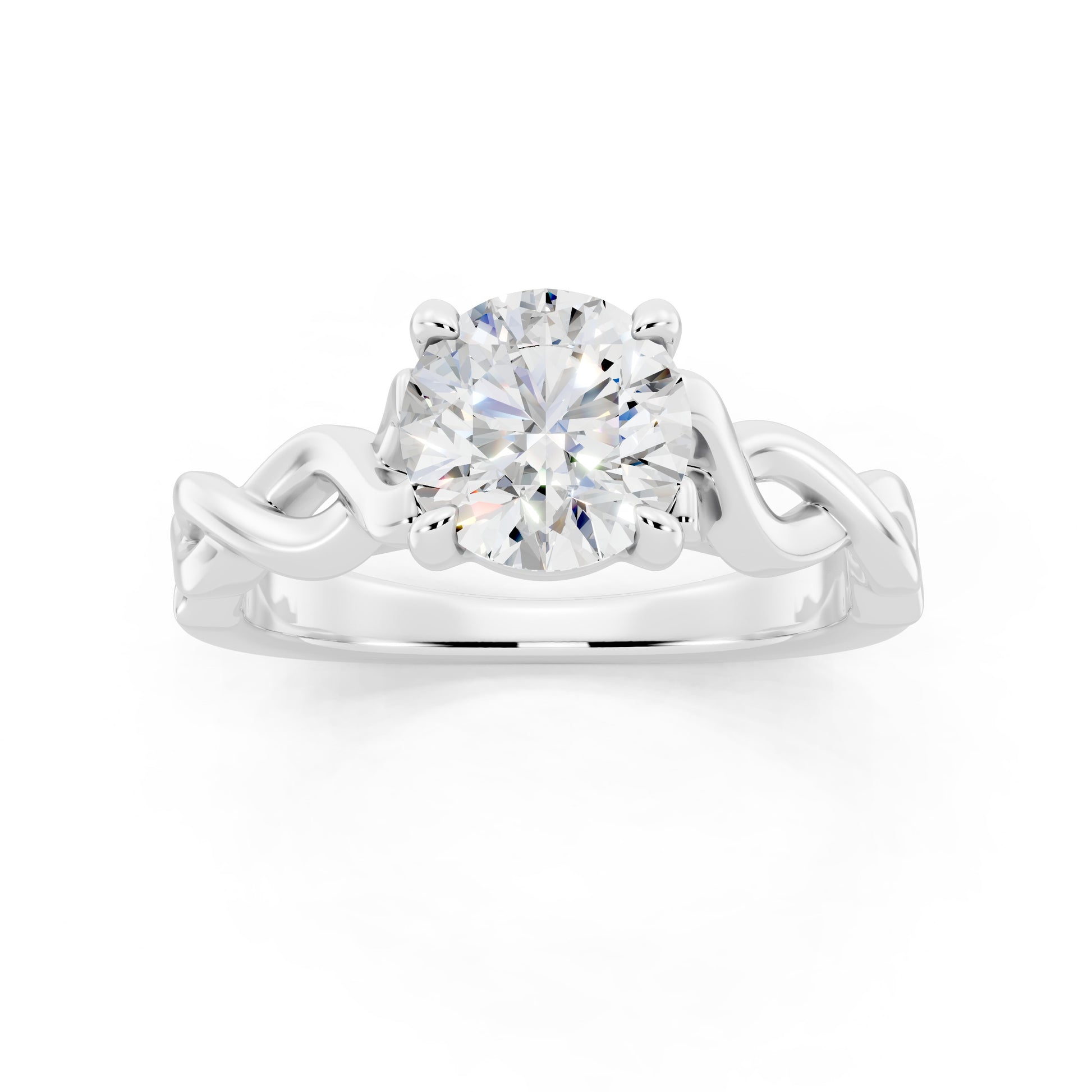Customizable 0.85ct Center Round cut infinity sides Lab Diamond Engagement Ring