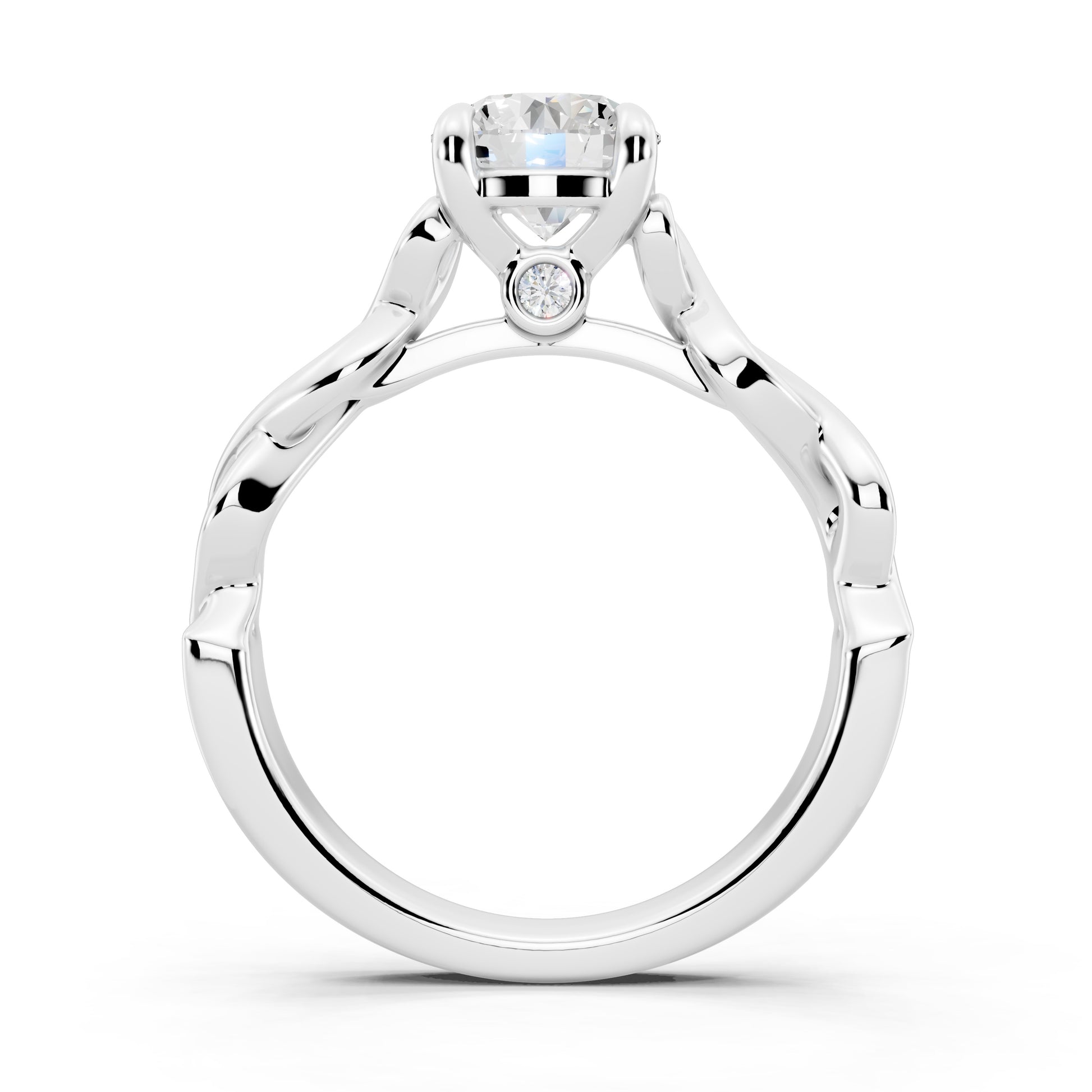 Customizable 0.85ct Center Round cut infinity sides Lab Diamond Engagement Ring
