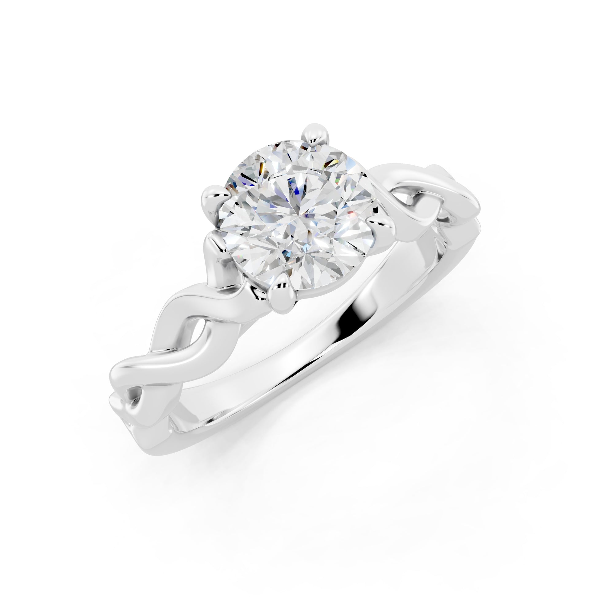 Customizable 0.85ct Center Round cut infinity sides Lab Diamond Engagement Ring