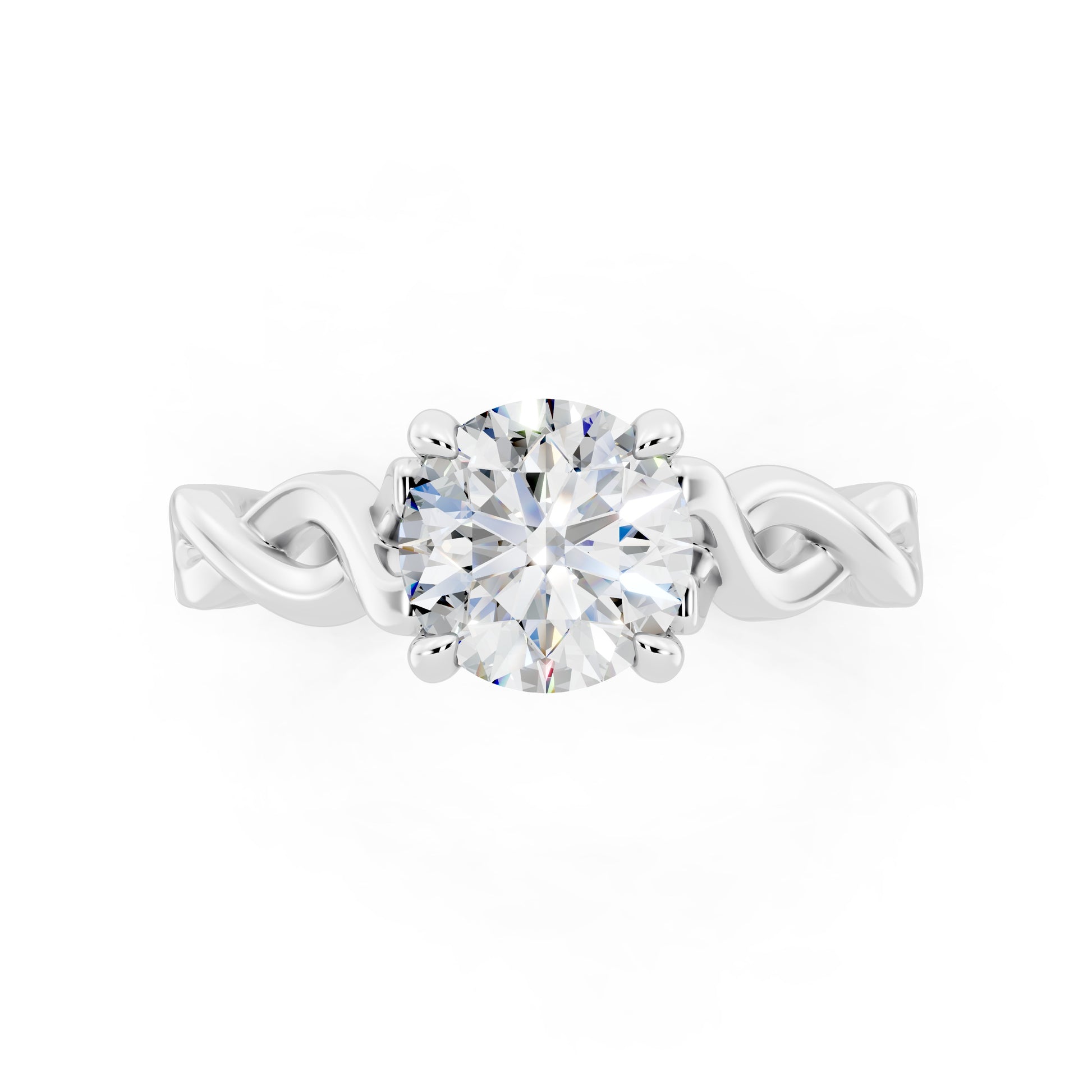 Customizable 0.85ct Center Round cut infinity sides Lab Diamond Engagement Ring