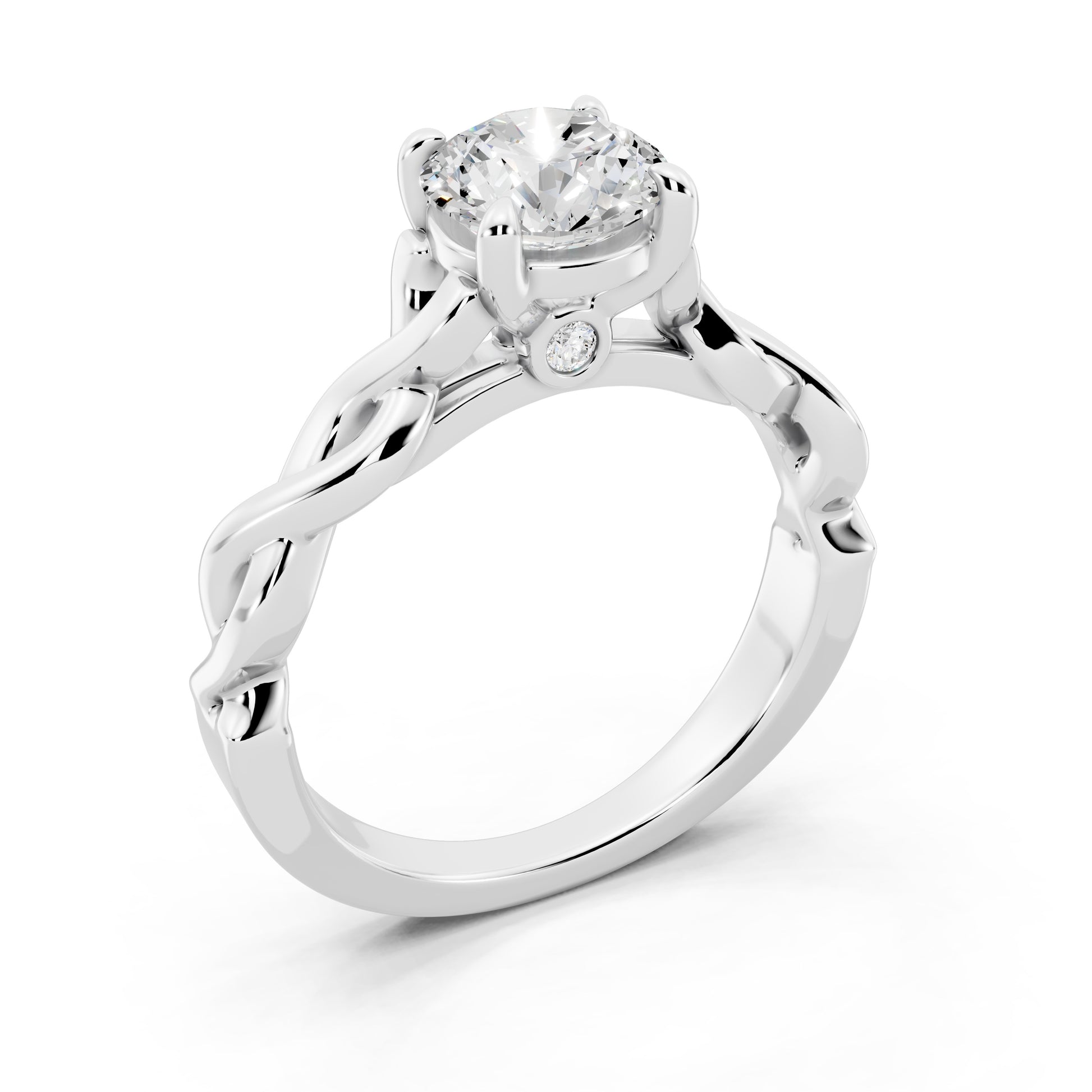 Customizable 0.85ct Center Round cut infinity sides Lab Diamond Engagement Ring