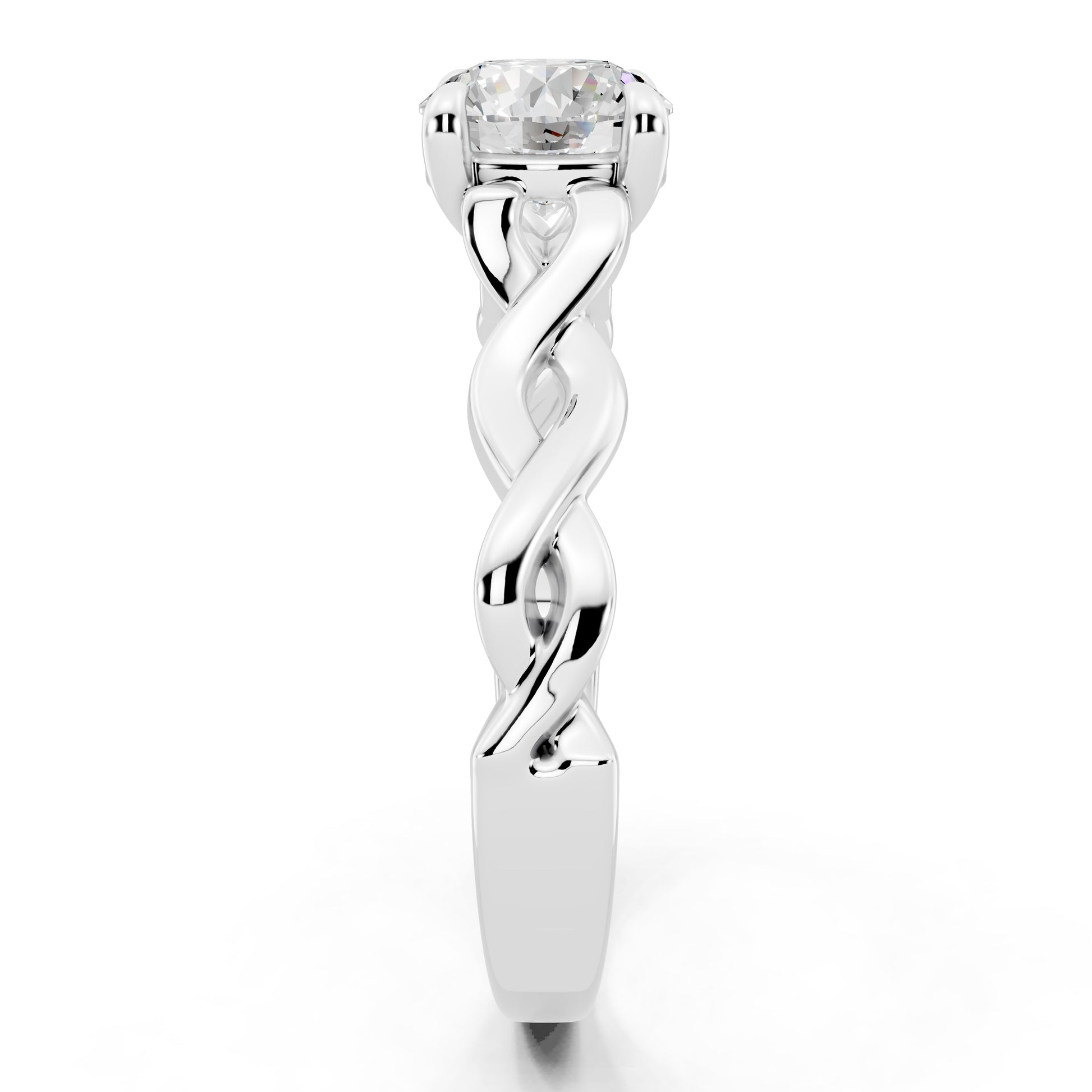 Customizable 0.85ct Center Round cut infinity sides Lab Diamond Engagement Ring