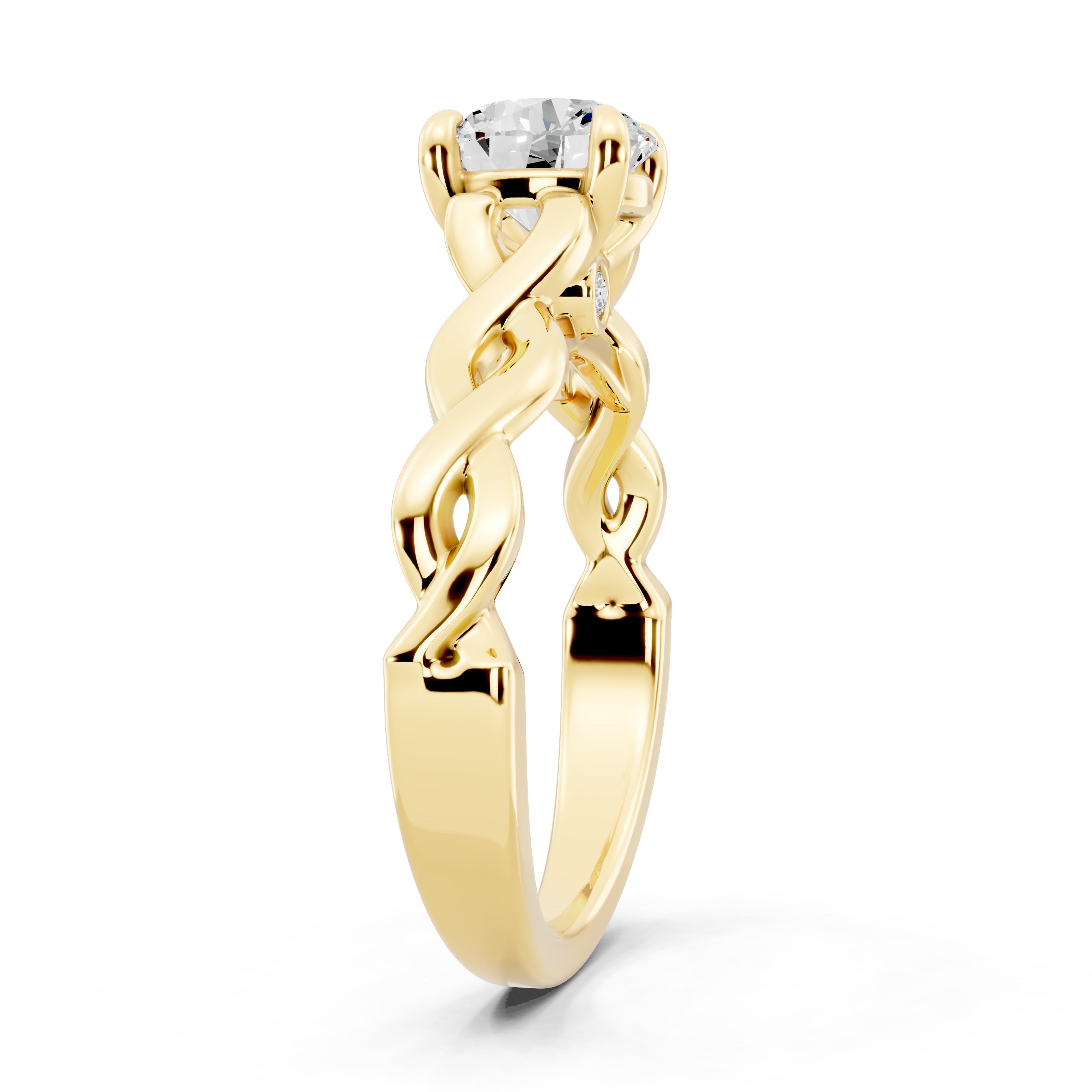 Customizable 0.85ct Center Round cut infinity sides Lab Diamond Engagement Ring