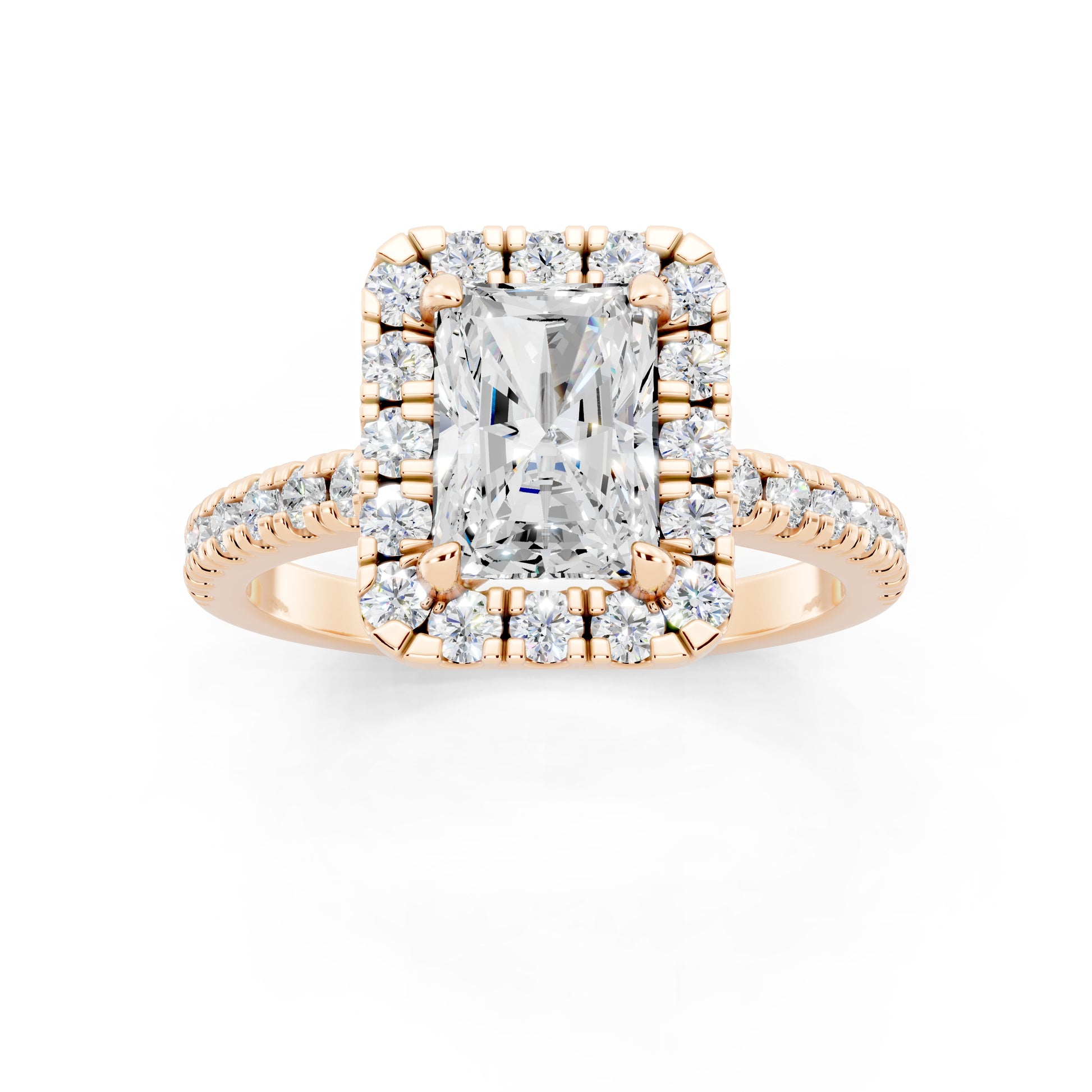 Customizable 1.5ct Radiant cut with Halo