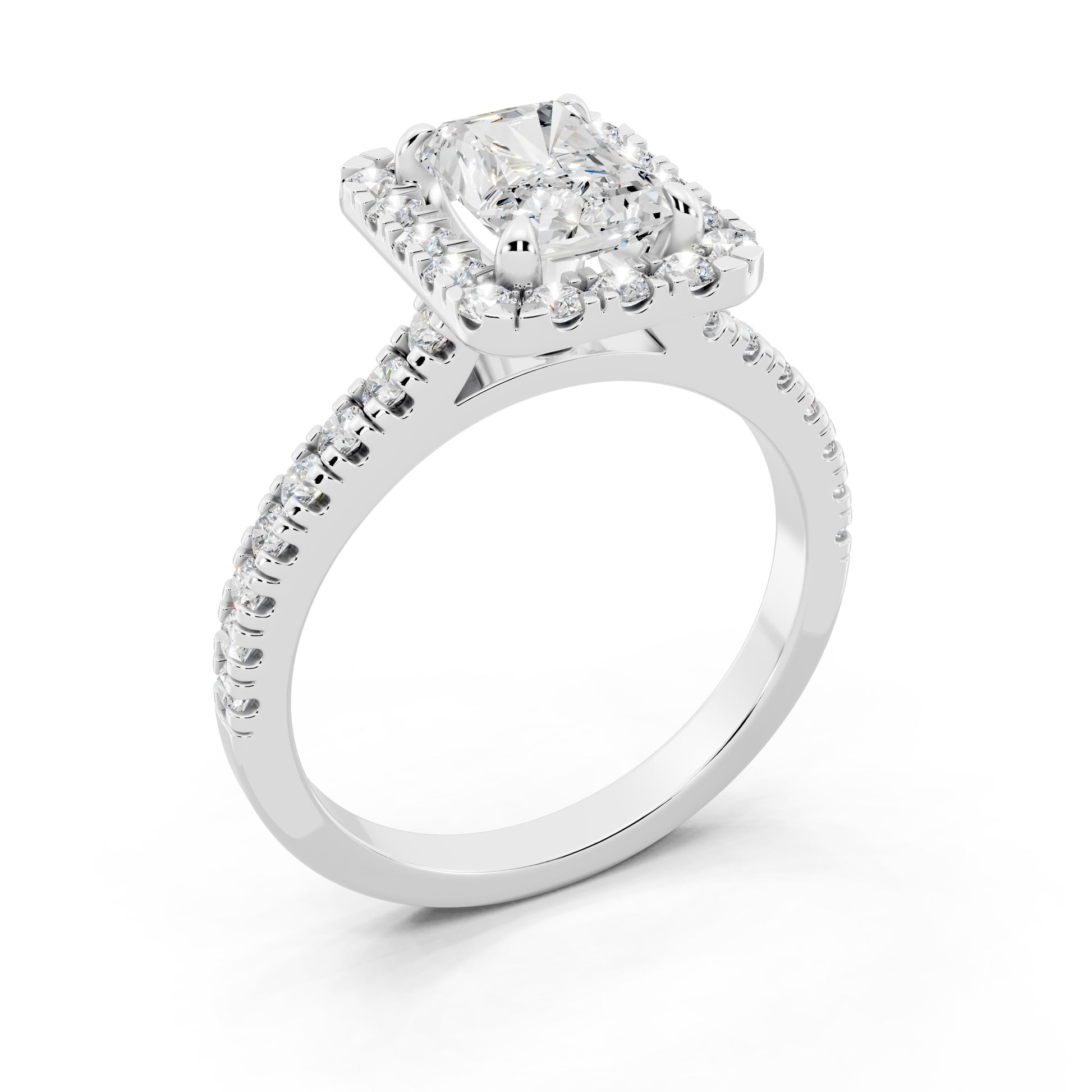 Customizable 1.5ct Radiant cut with Halo