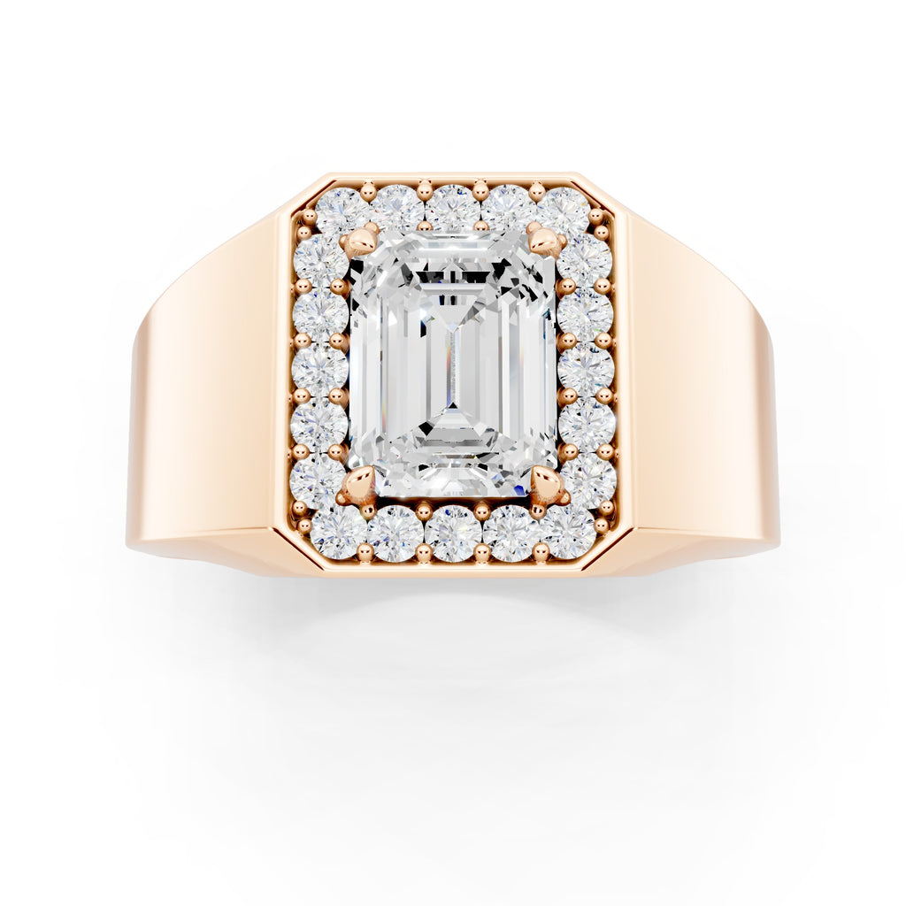 Customizable Engagement Ring with Emerald cut center diamond