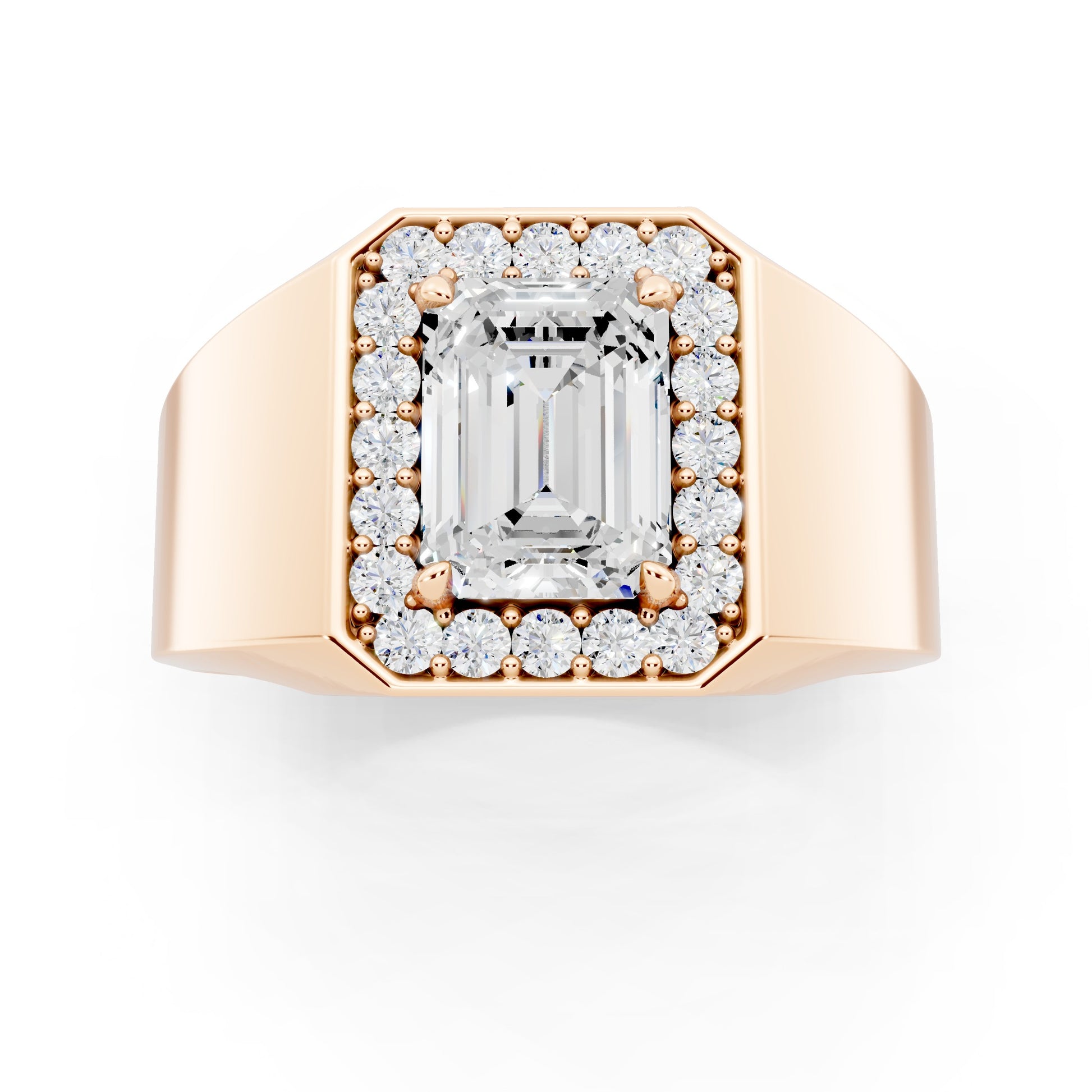 Customizable Engagement Ring with Emerald cut center diamond