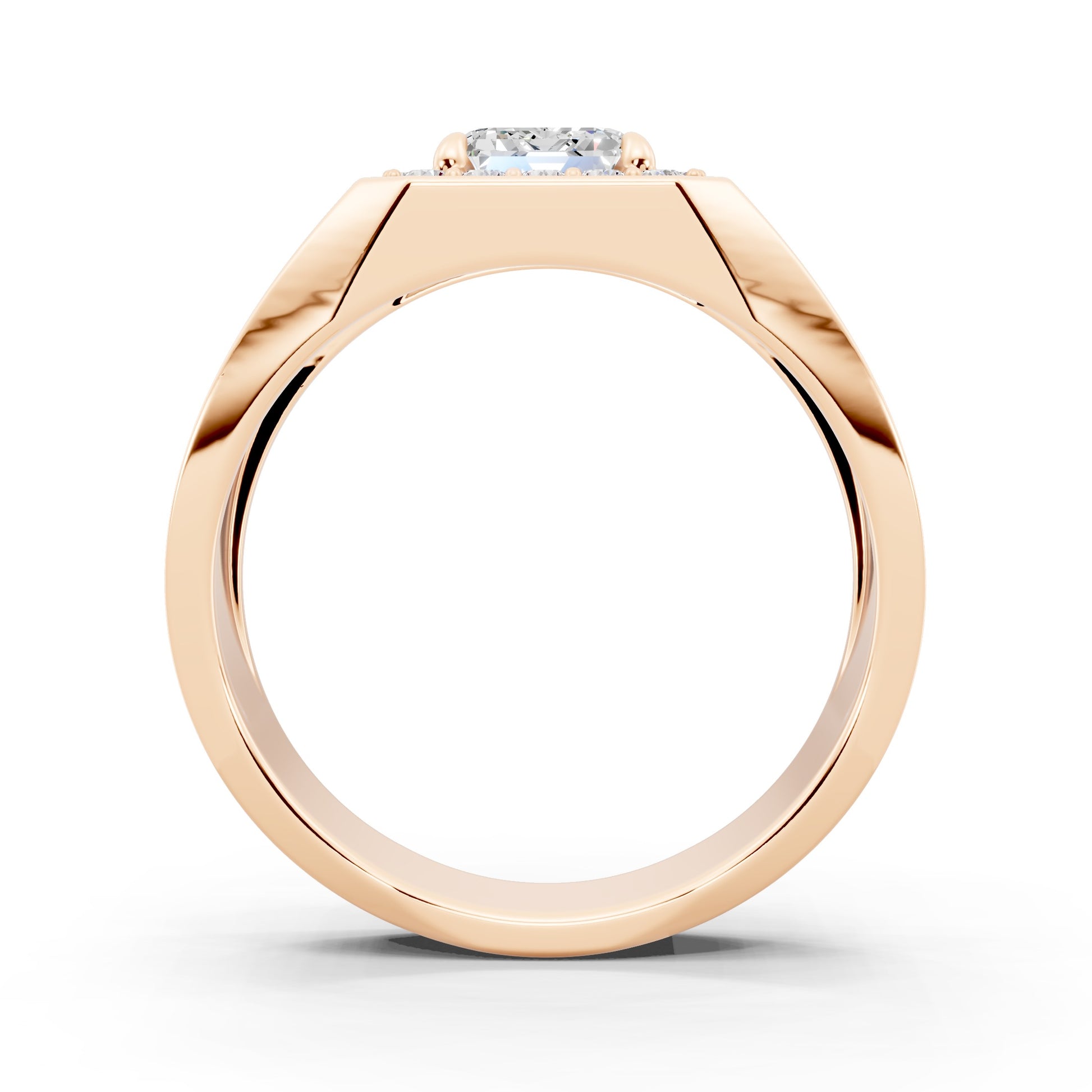 Customizable Engagement Ring with Emerald cut center diamond