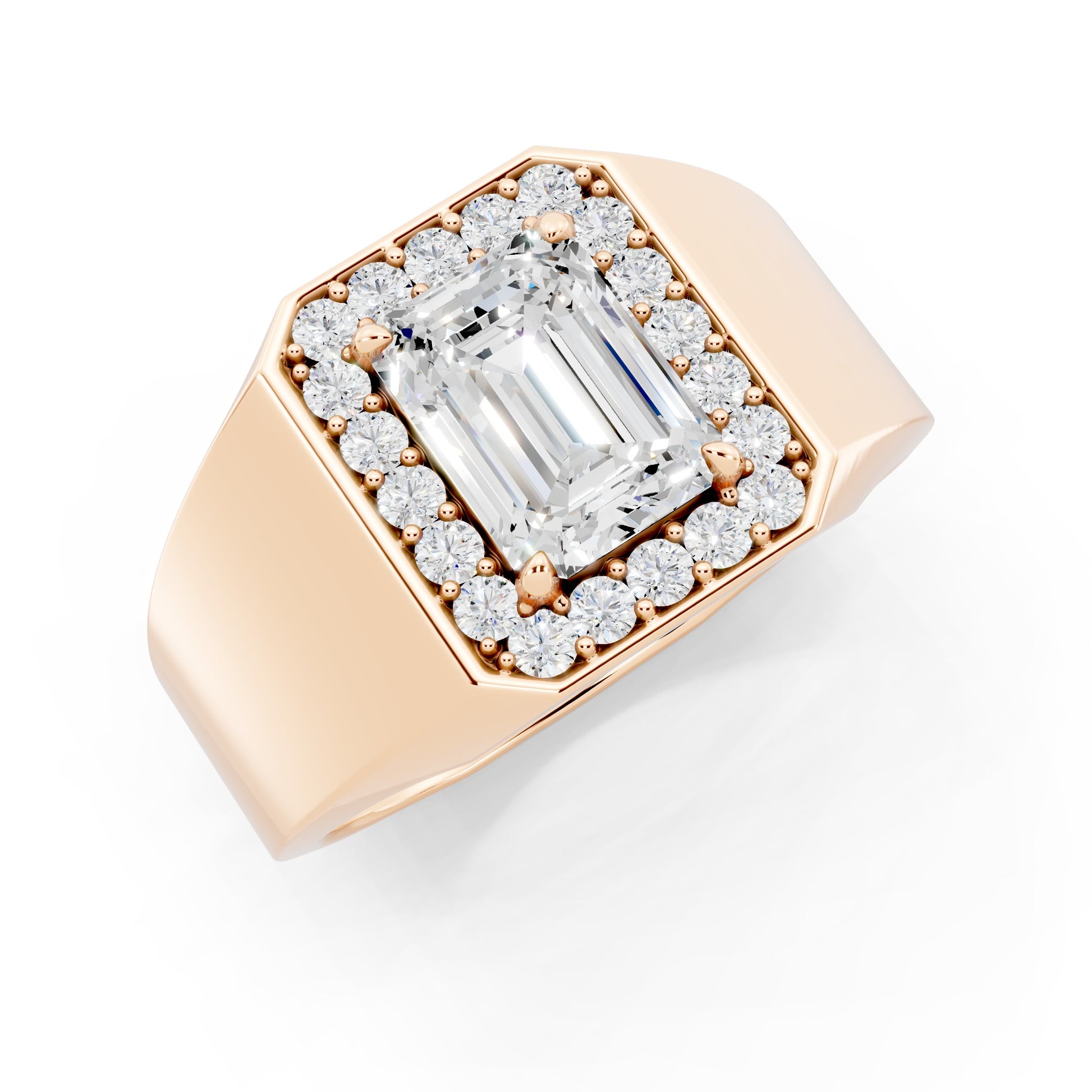 Customizable Engagement Ring with Emerald cut center diamond