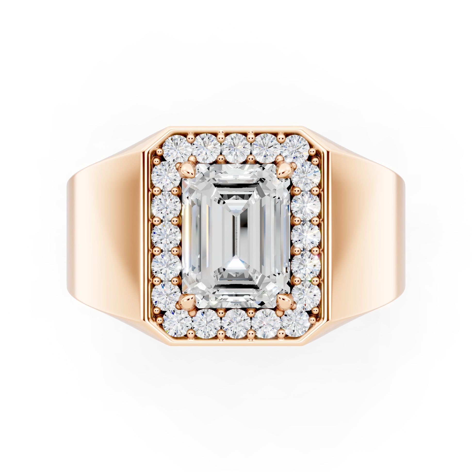 Customizable Engagement Ring with Emerald cut center diamond