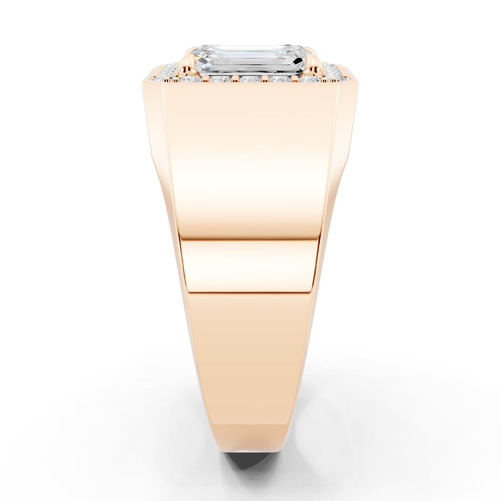 Customizable Engagement Ring with Emerald cut center diamond