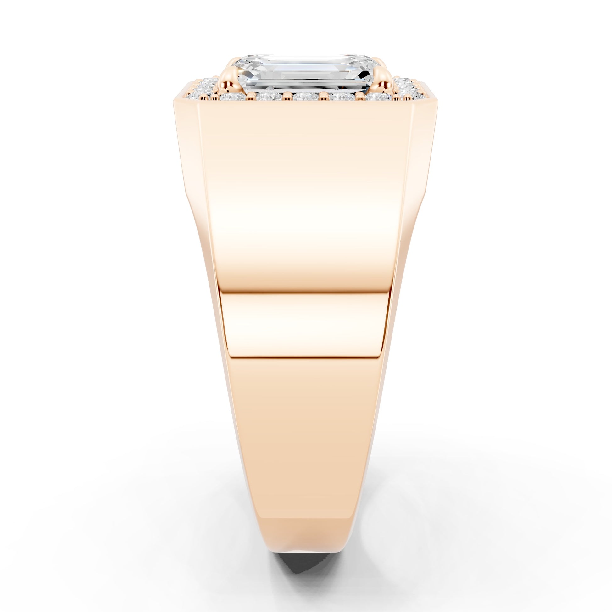 Customizable Engagement Ring with Emerald cut center diamond