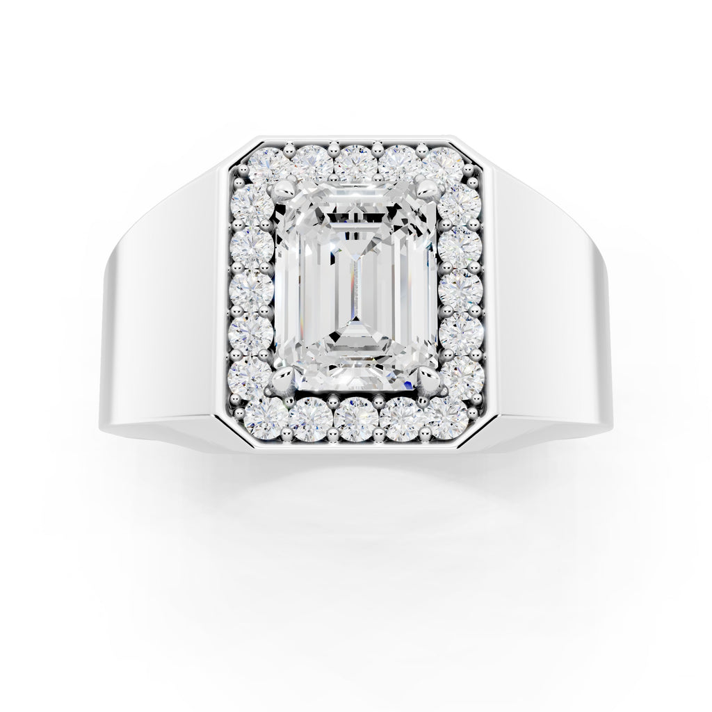 Customizable Engagement Ring with Emerald cut center diamond