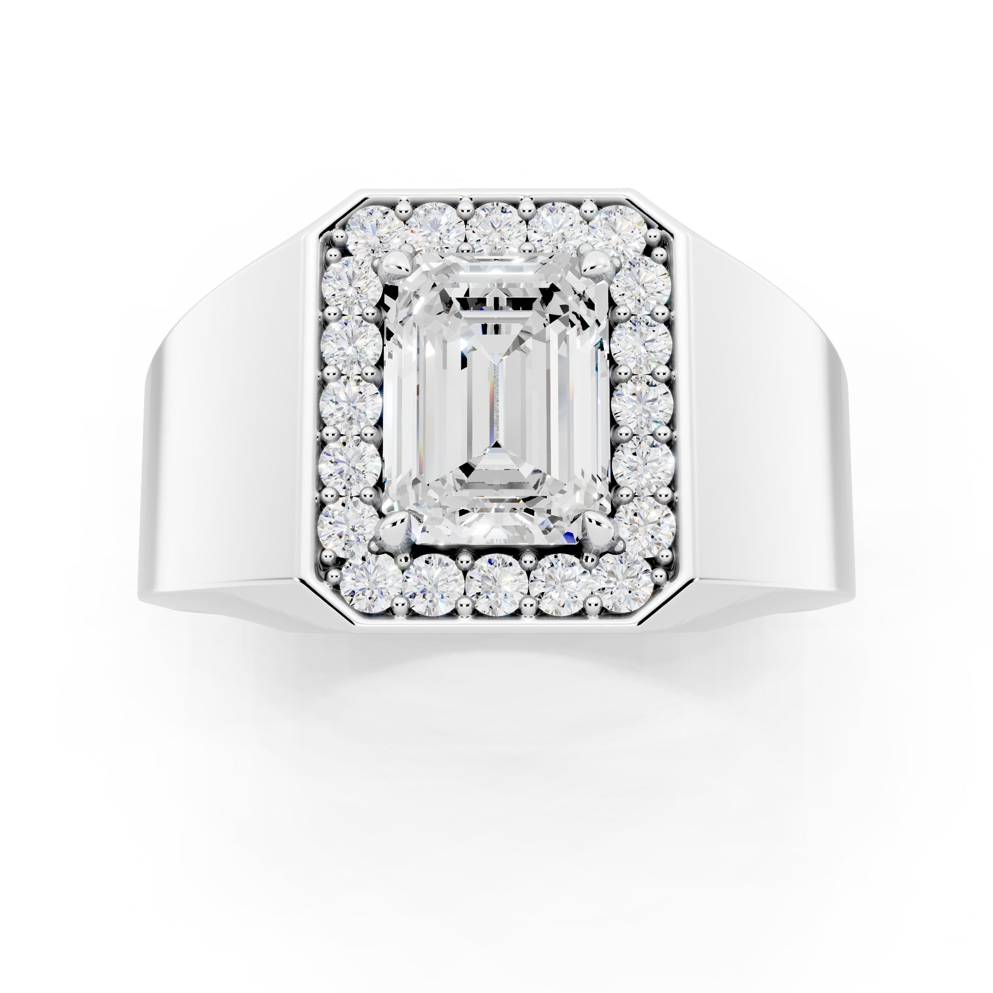 Customizable Engagement Ring with Emerald cut center diamond