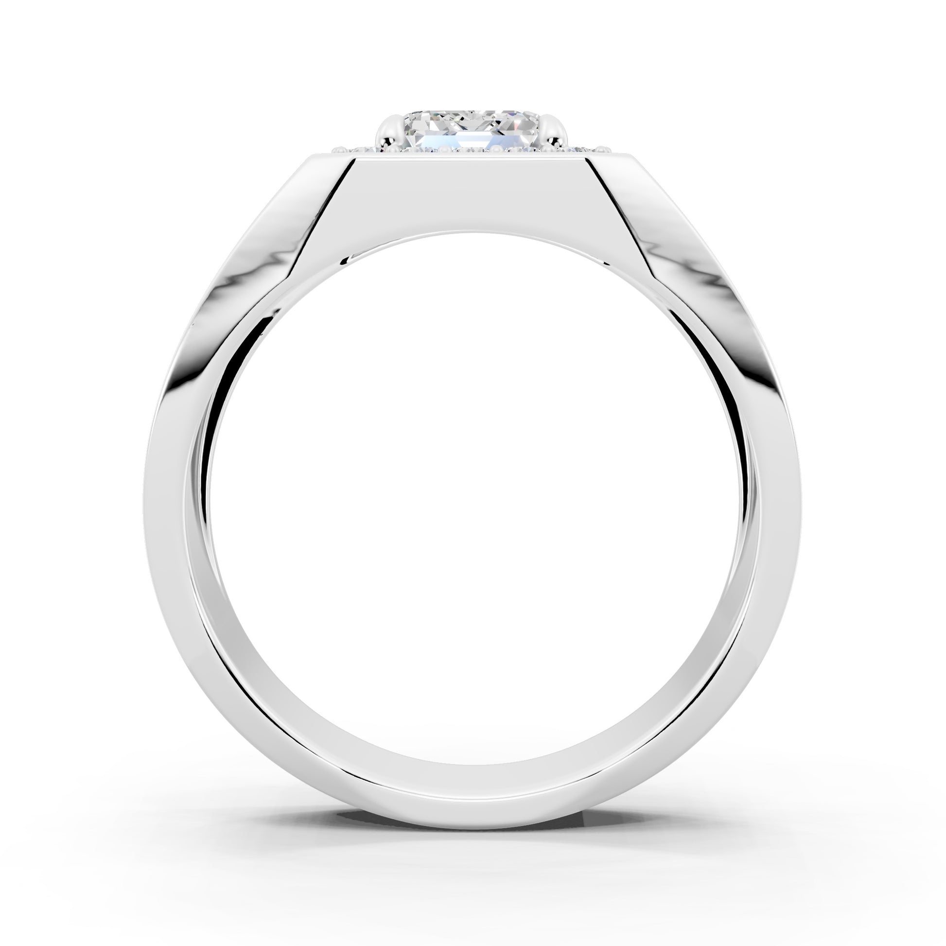 Customizable Engagement Ring with Emerald cut center diamond