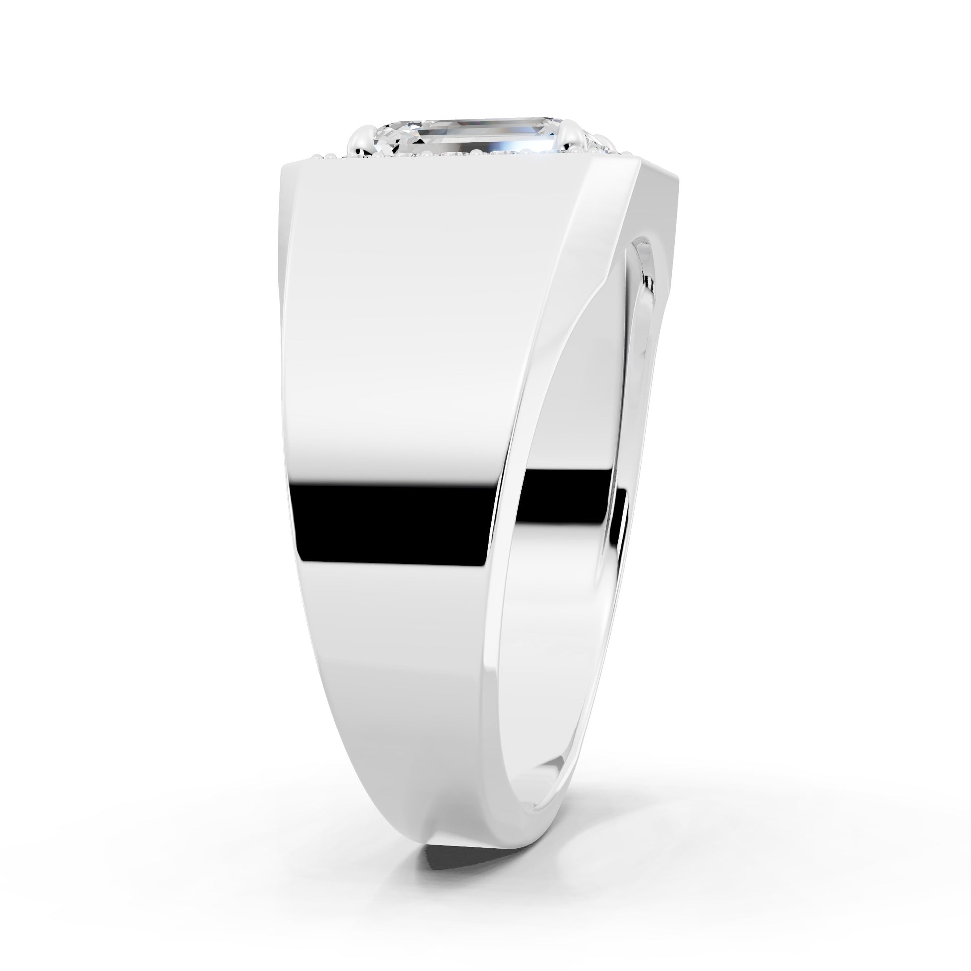 Customizable Engagement Ring with Emerald cut center diamond