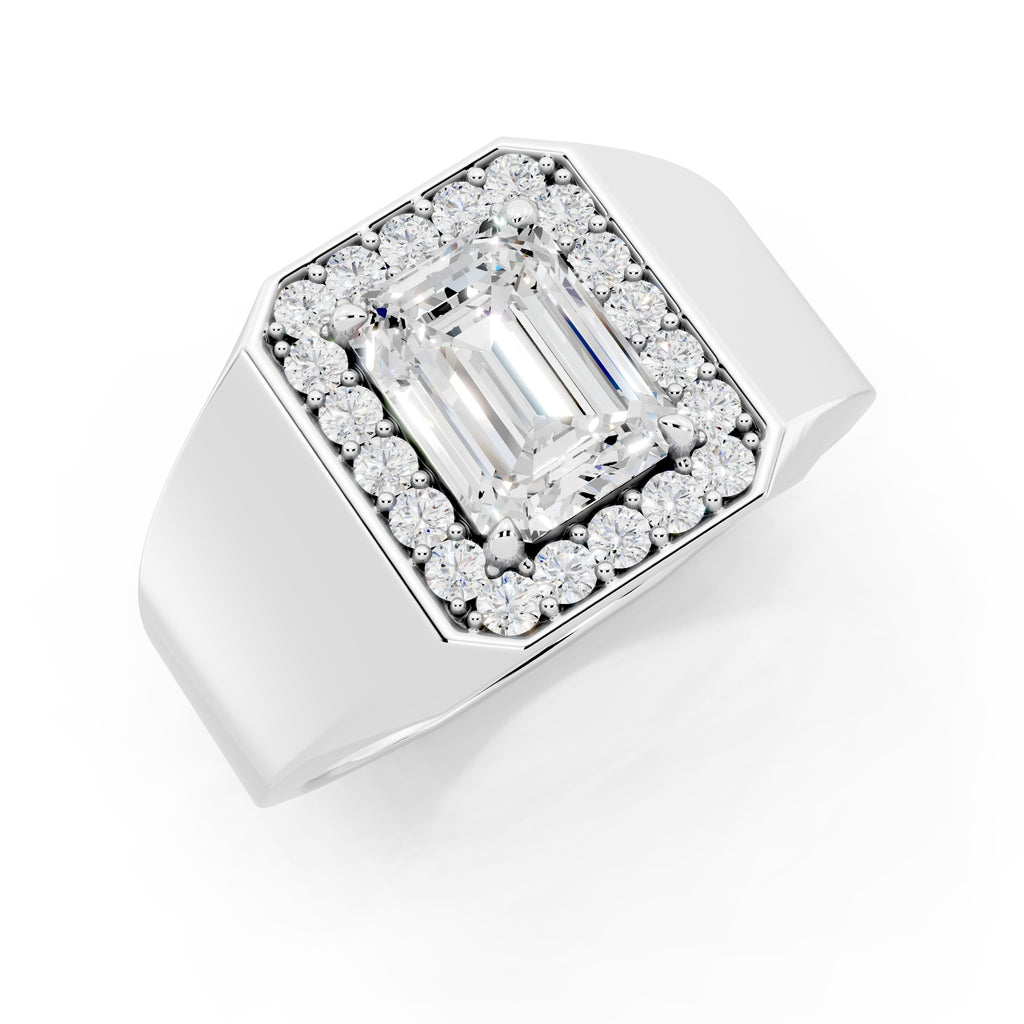 Customizable Engagement Ring with Emerald cut center diamond