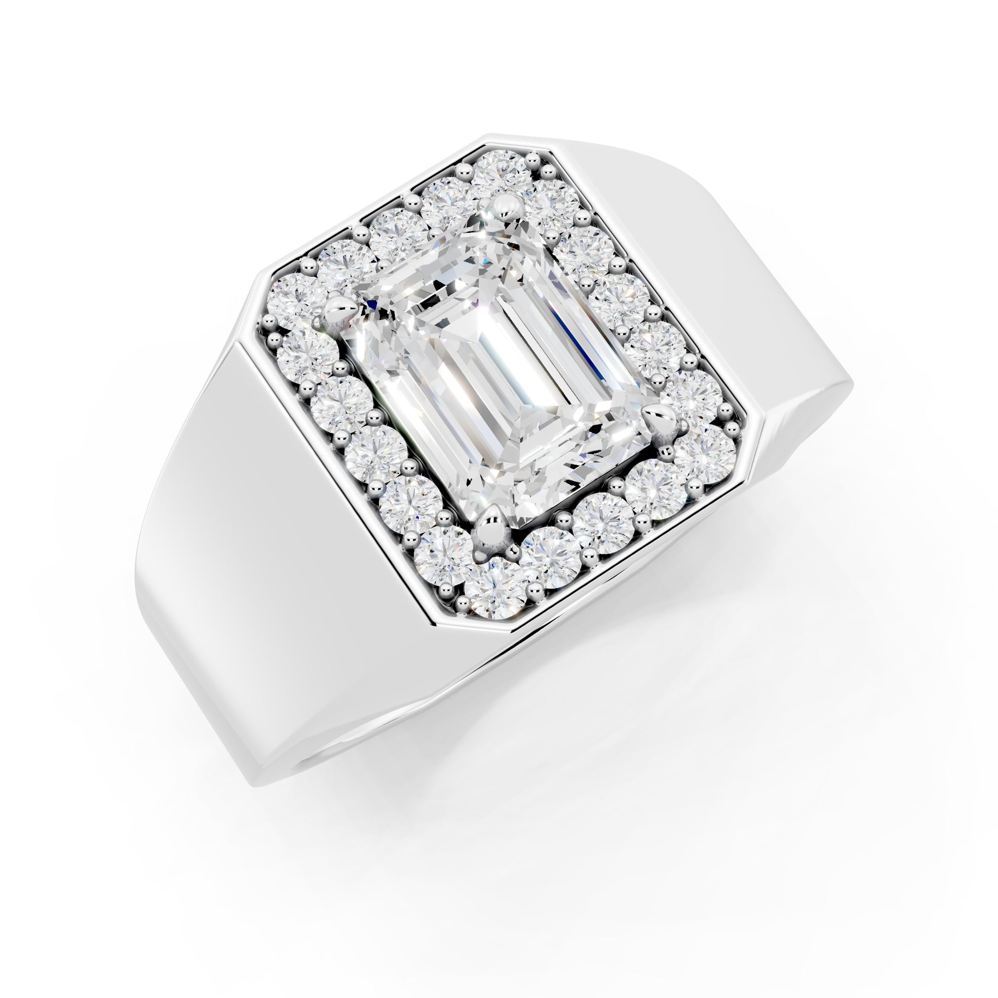 Customizable Engagement Ring with Emerald cut center diamond
