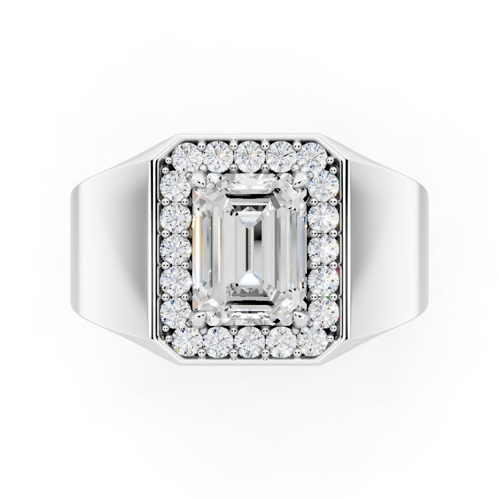 Customizable Engagement Ring with Emerald cut center diamond