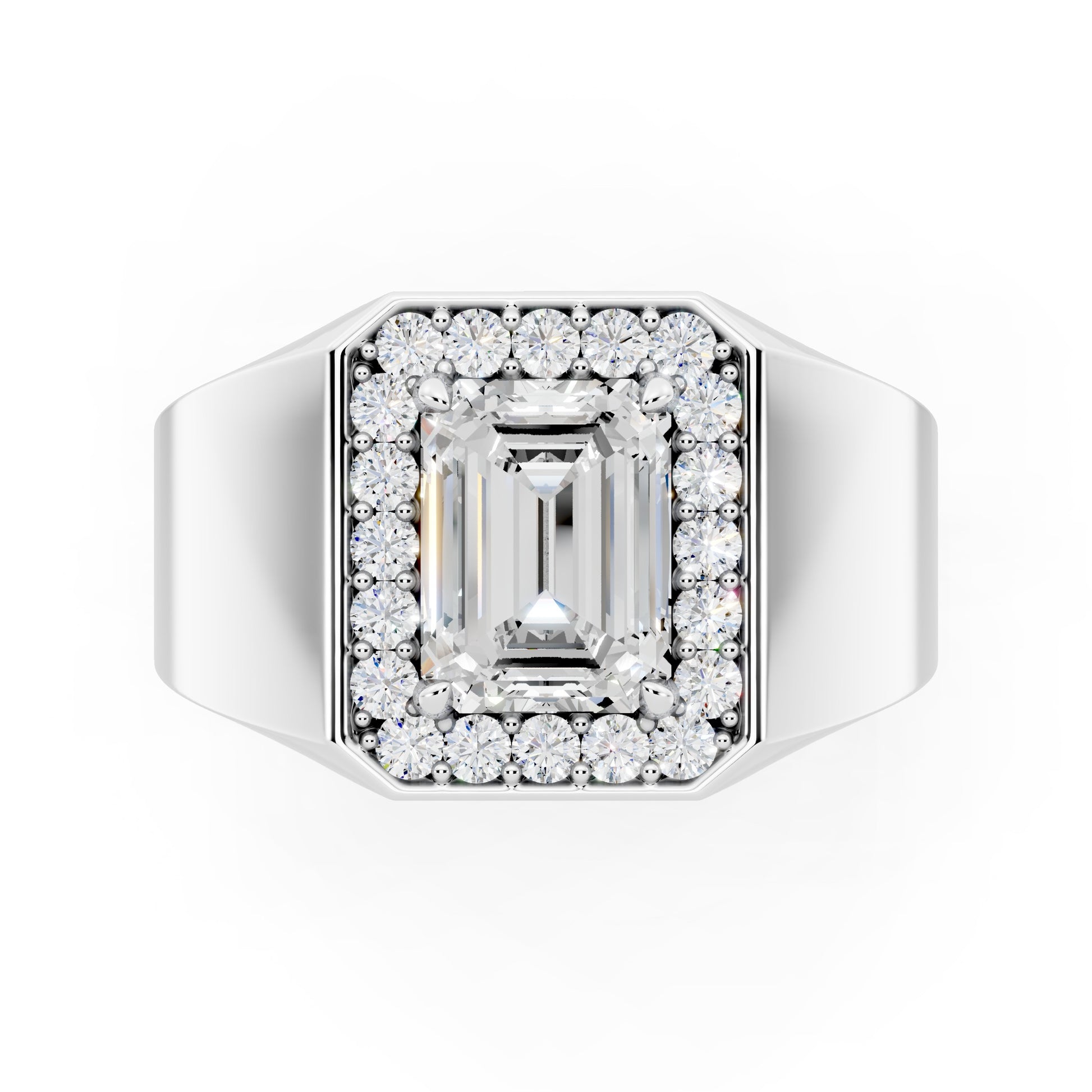 Customizable Engagement Ring with Emerald cut center diamond