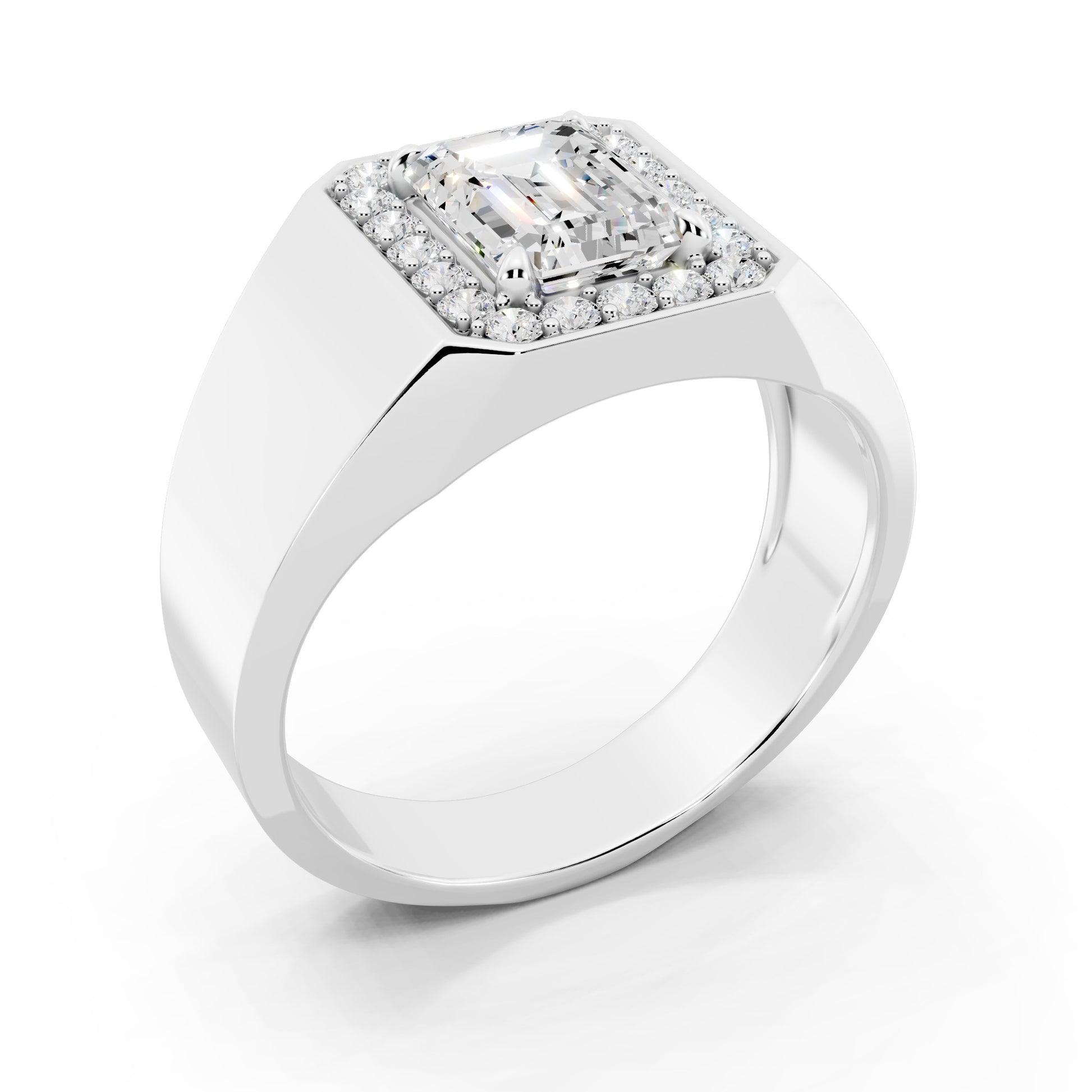 Customizable Engagement Ring with Emerald cut center diamond