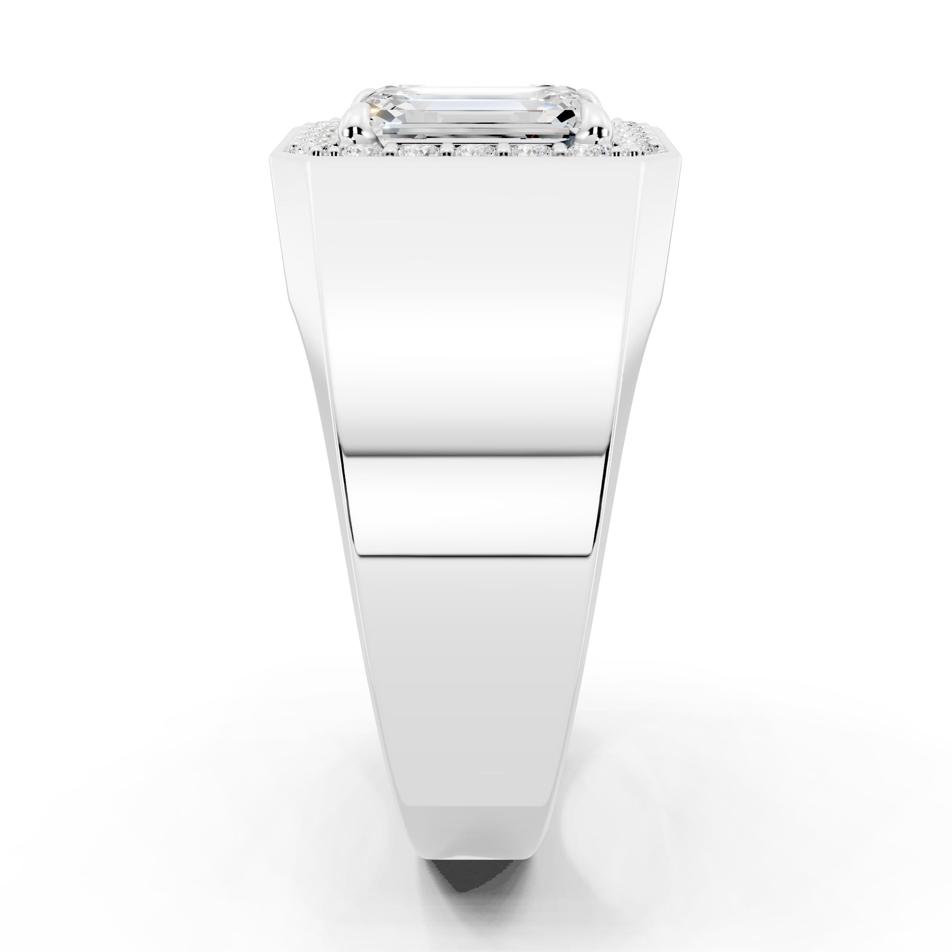 Customizable Engagement Ring with Emerald cut center diamond