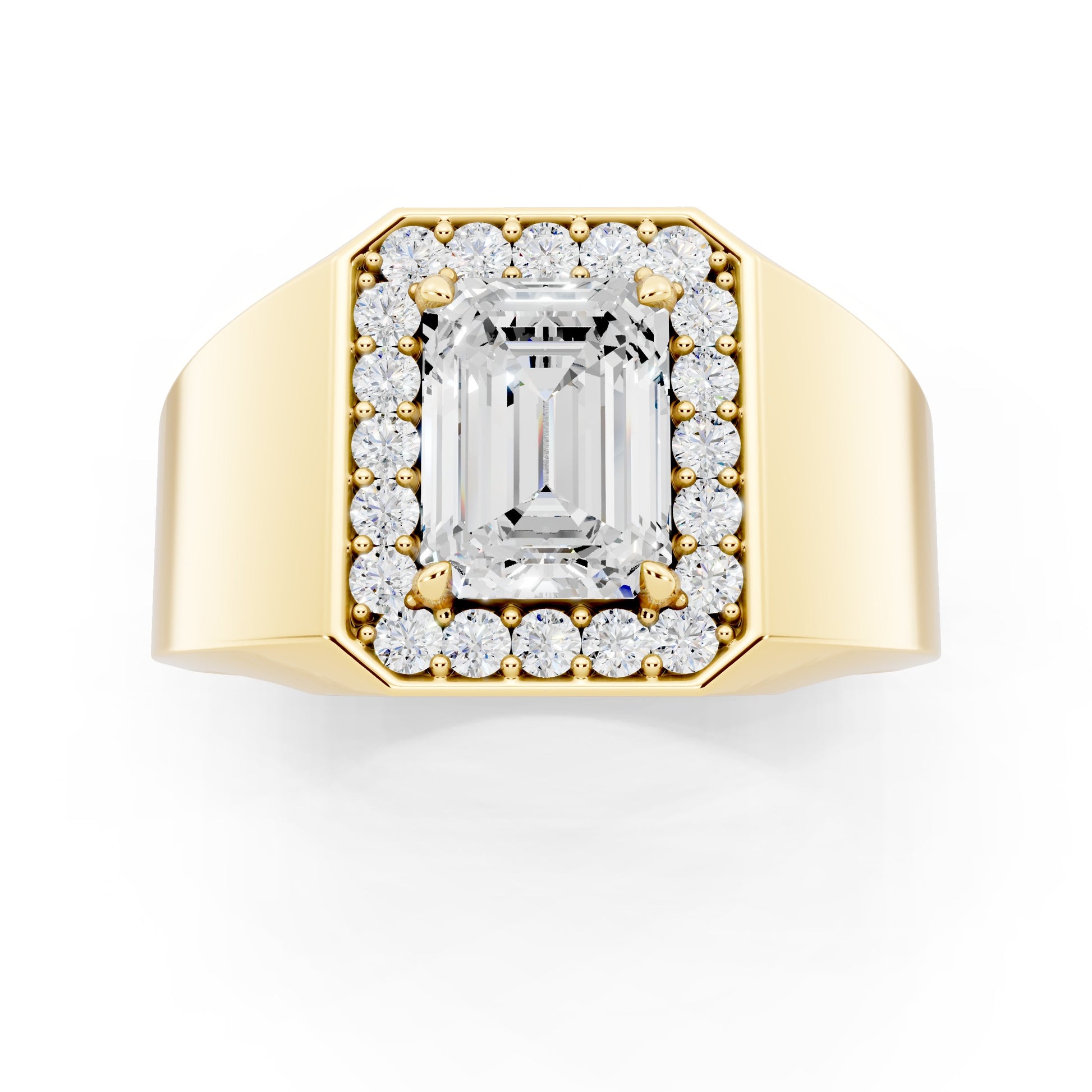 Customizable Engagement Ring with Emerald cut center diamond
