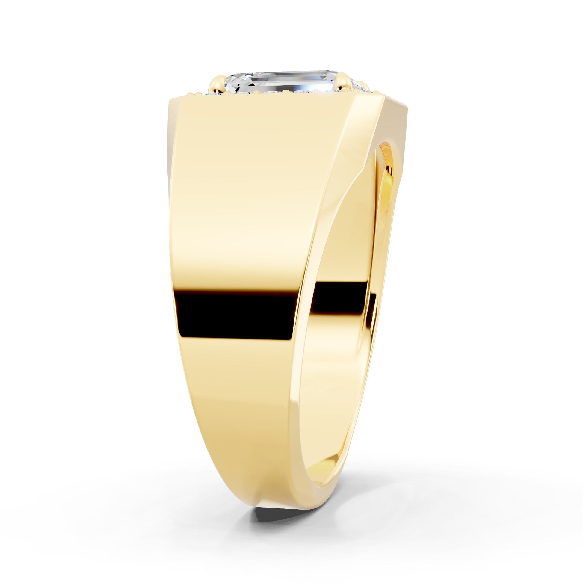 Customizable Engagement Ring with Emerald cut center diamond