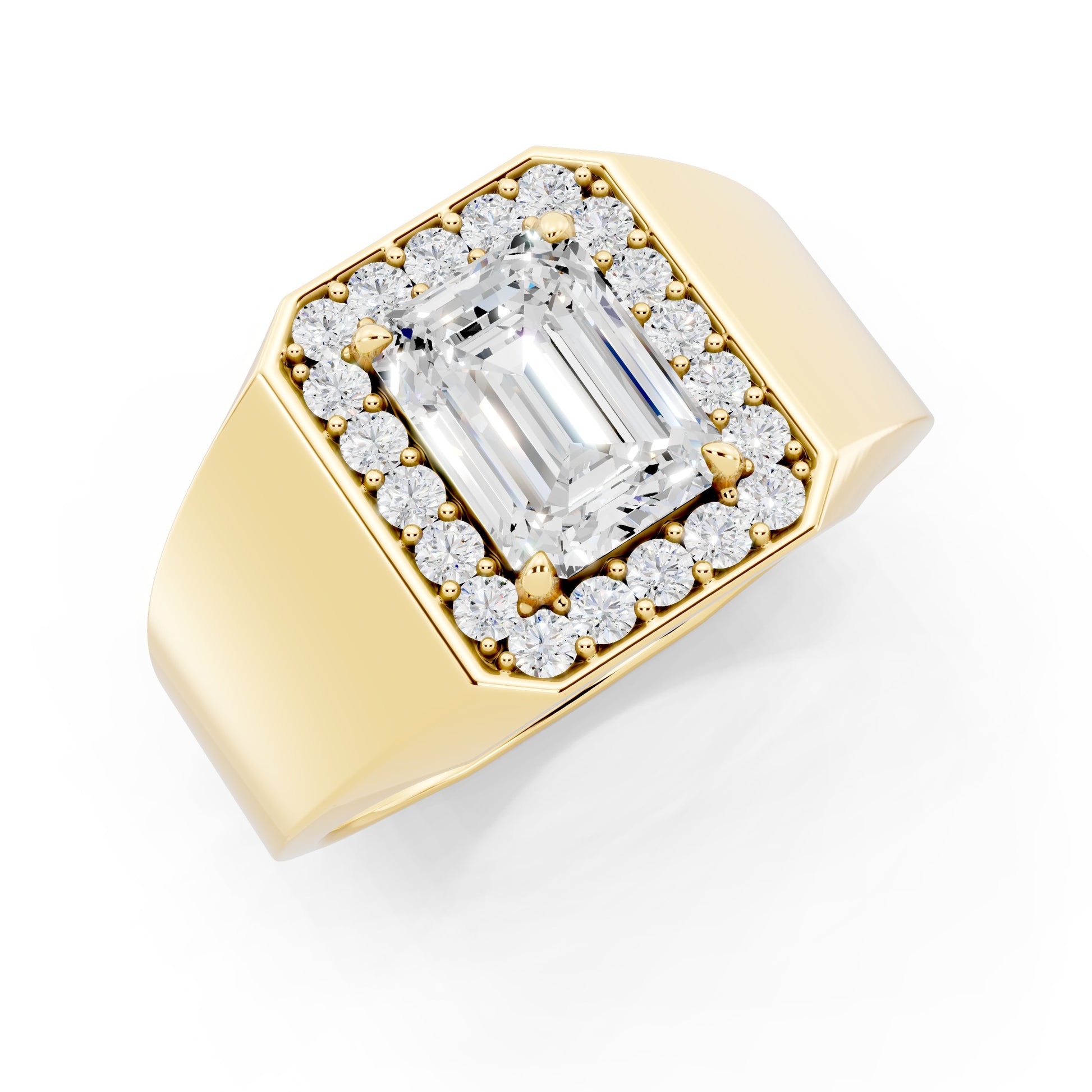 Customizable Engagement Ring with Emerald cut center diamond