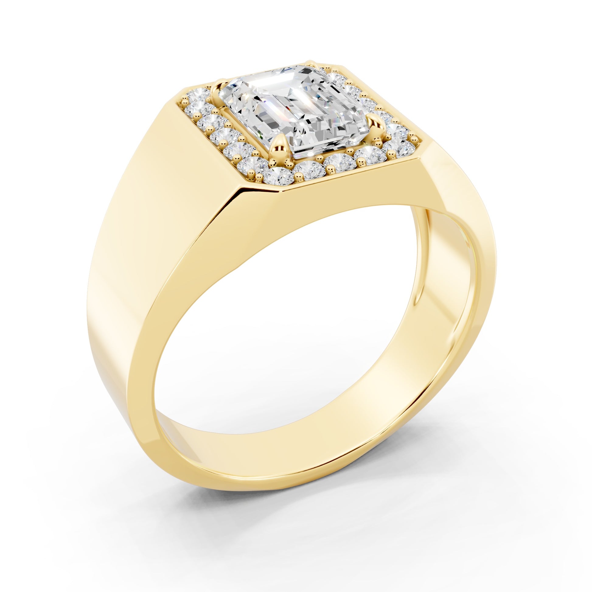 Customizable Engagement Ring with Emerald cut center diamond