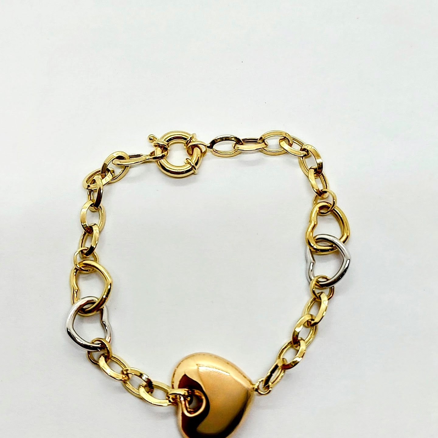 Bracelet 3 tons en or 10K avec cœur