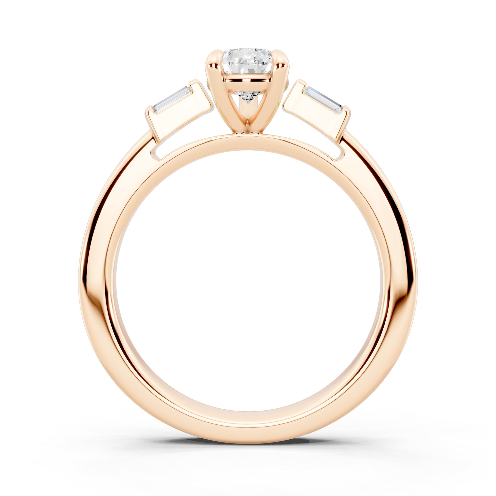 Customizable 1ct Lab Diamond Pear cut Engagement Ring with 4 baguette side diamonds