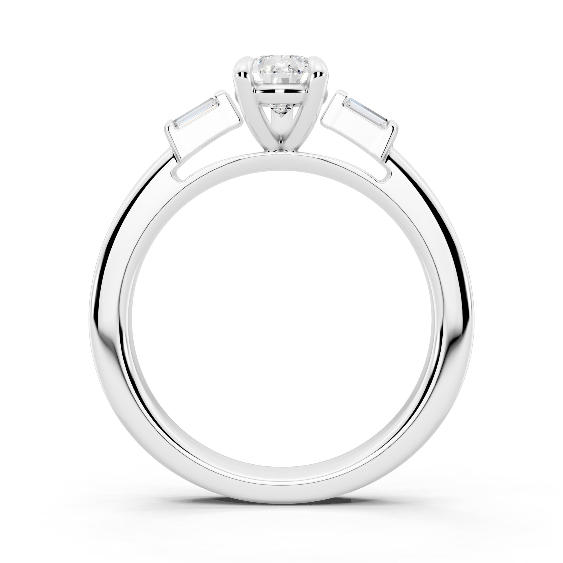 Customizable 1ct Lab Diamond Pear cut Engagement Ring with 4 baguette side diamonds
