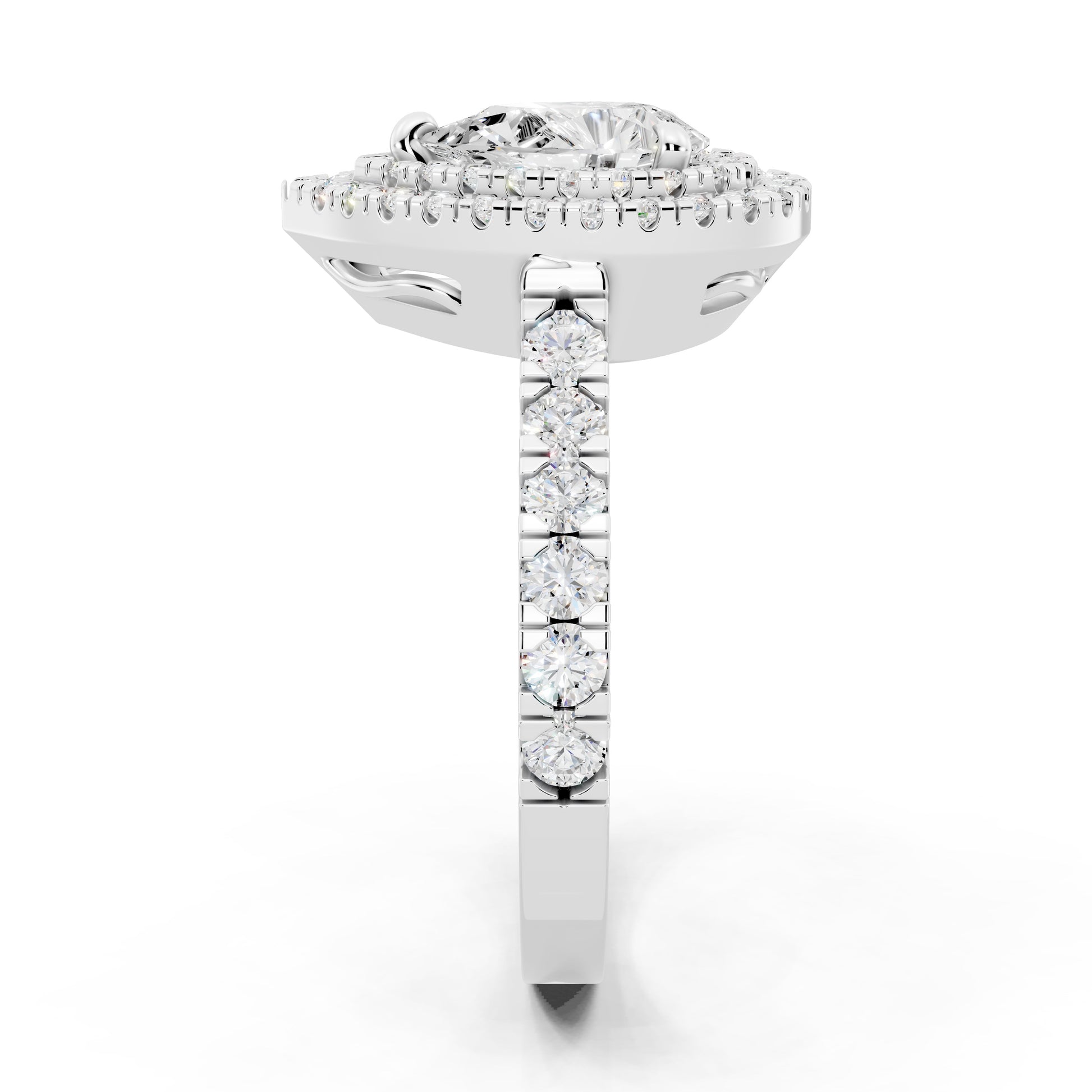 Customizable 1ct Lab Diamond Pear cut Engagement Ring with double Halo